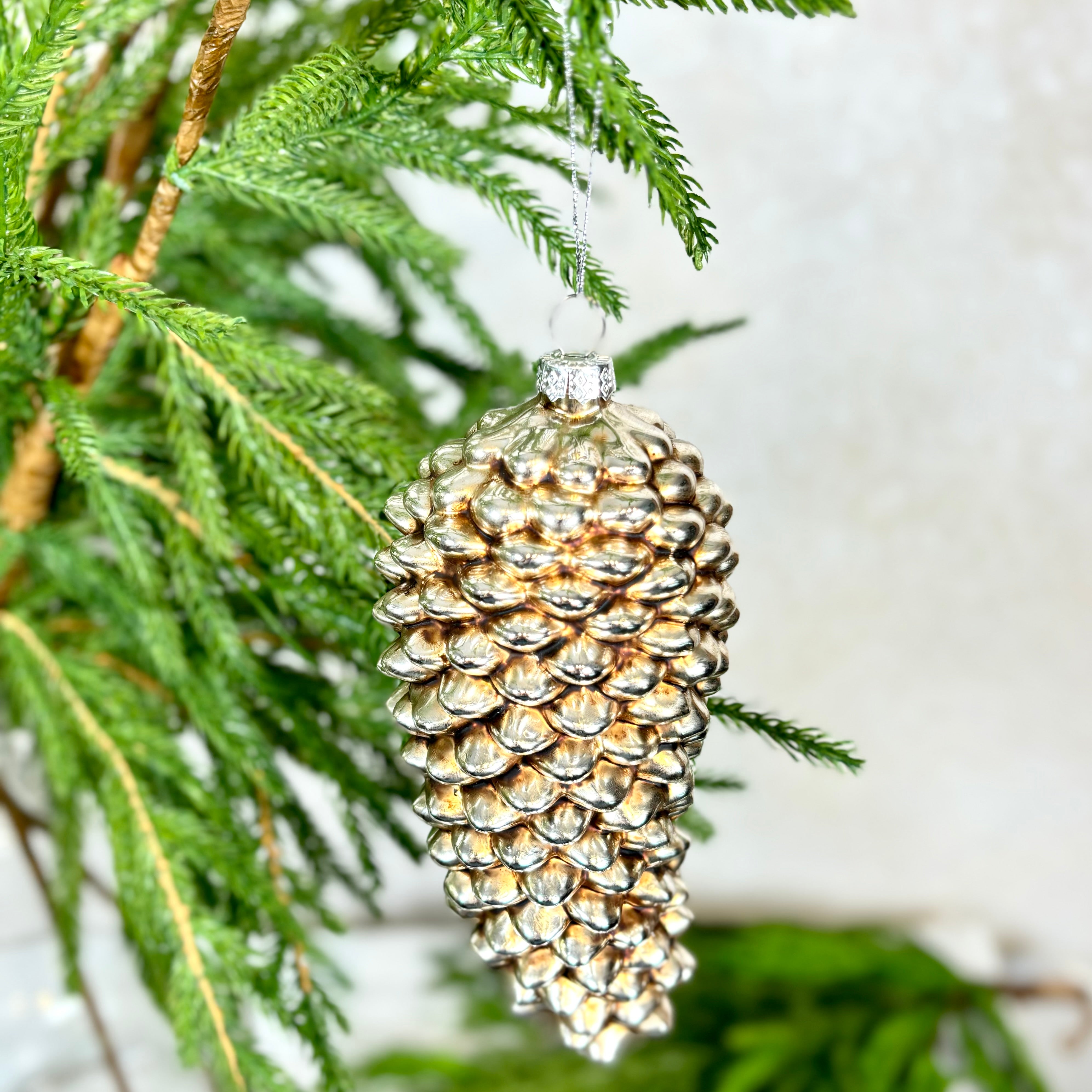 Antiqued Silver Pinecone Ornament