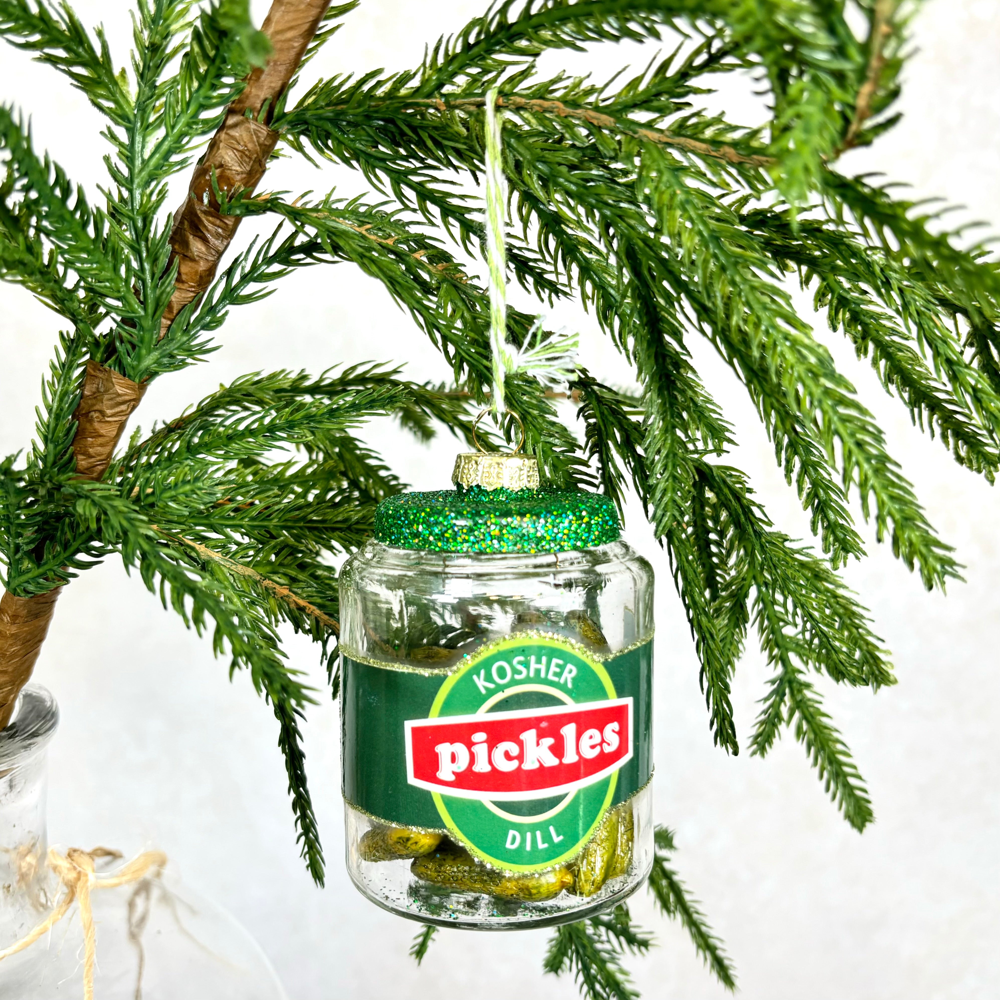 Kosher Dill Pickles Jar Glass Ornament