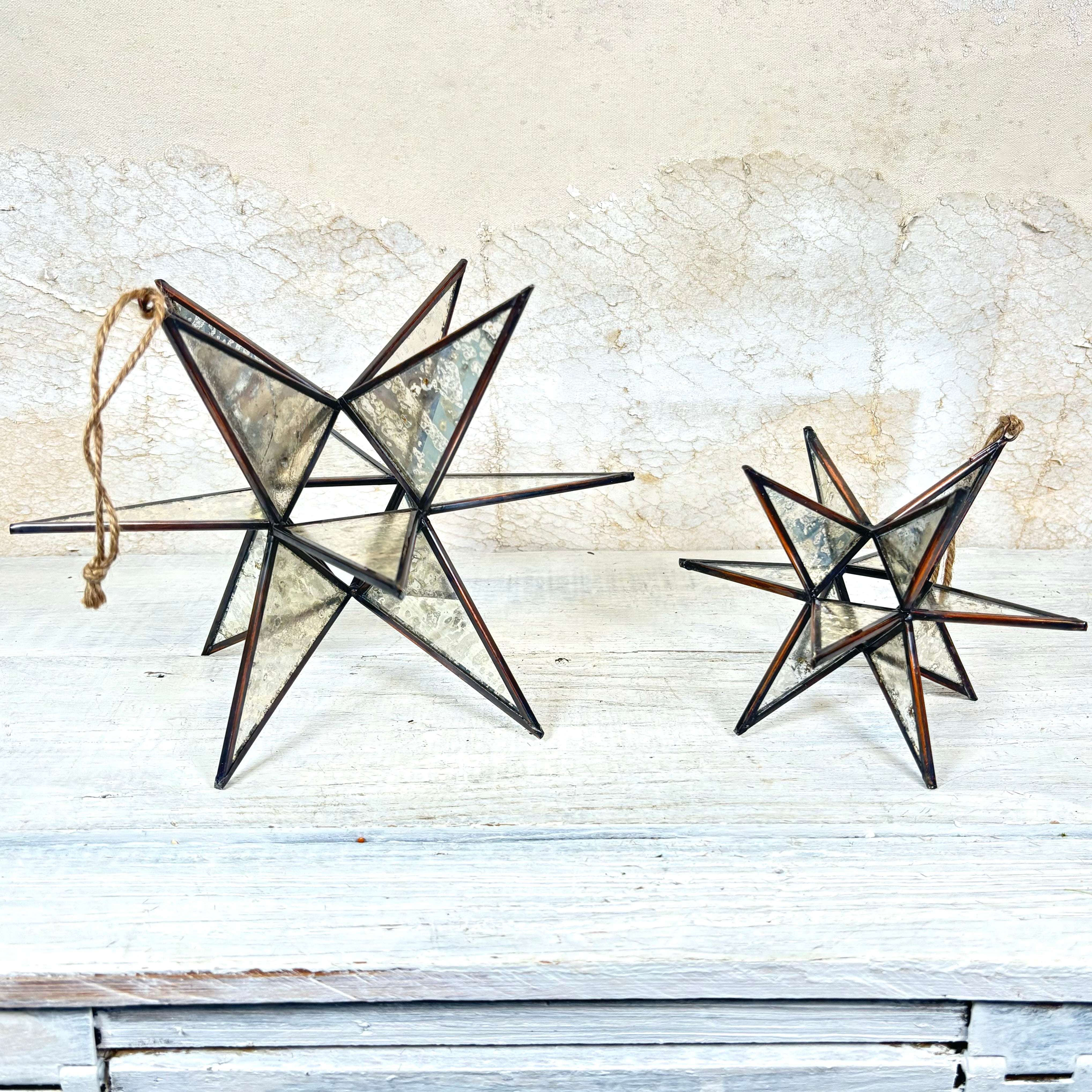 Moravian Star Glass Brass Ornament Small