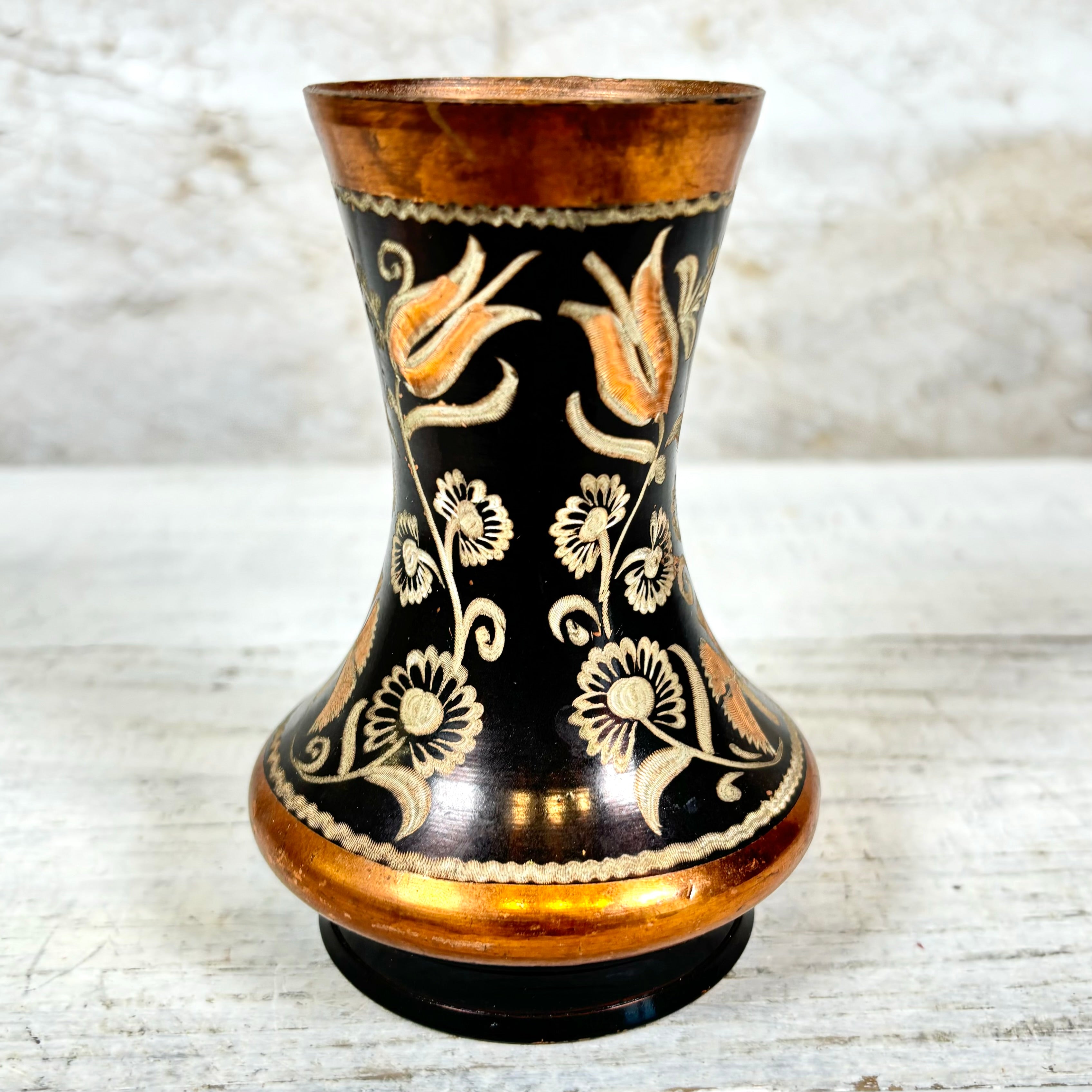 Vintage Copper Hand-Engraved Damascus Syrian Vase