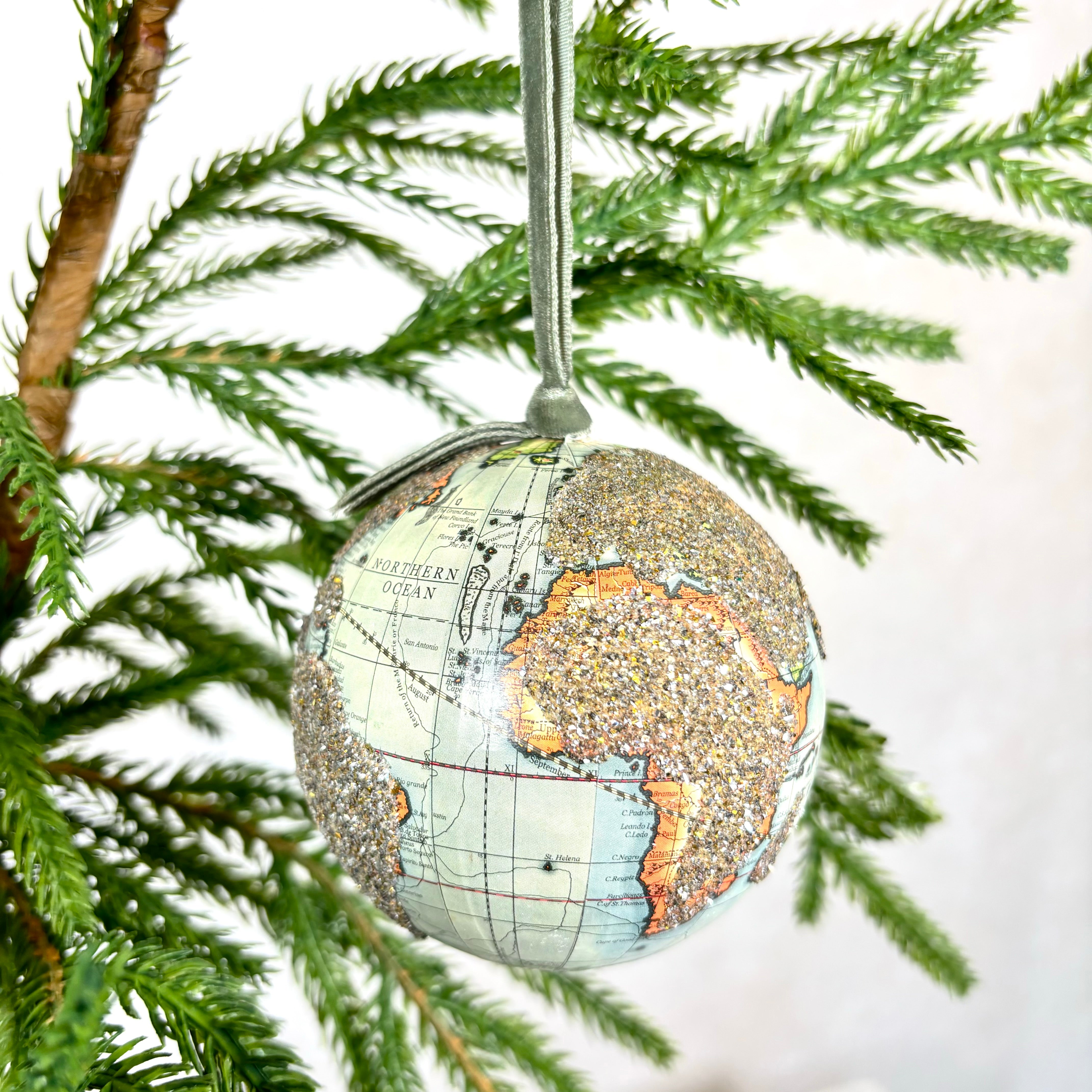 Glittered Globe Plastic Ornament