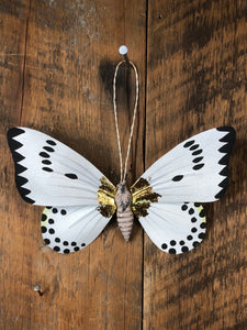 Moth with Black Markings Paper Mache Ornament