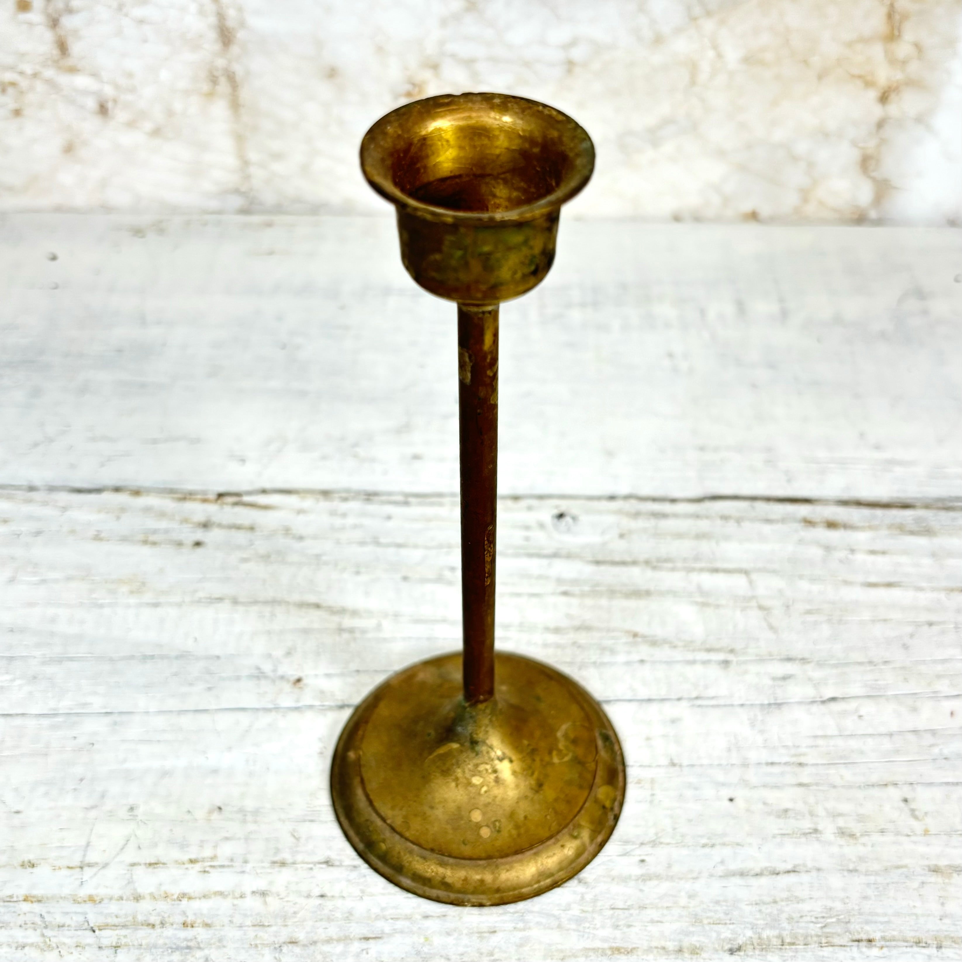 Vintage Skinny Brass Taper Candle Holder