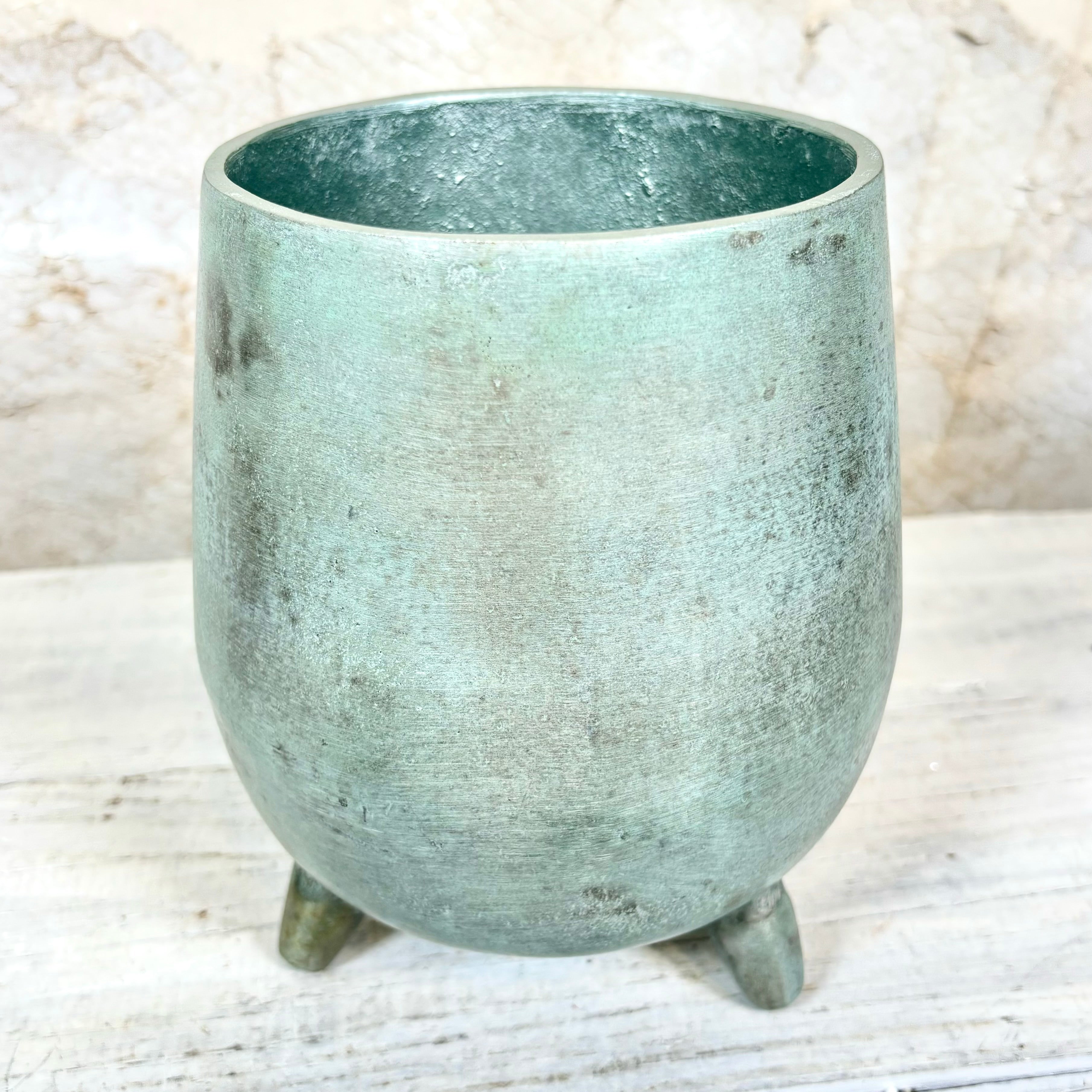 Aluminum Footed Planter Patina Medium