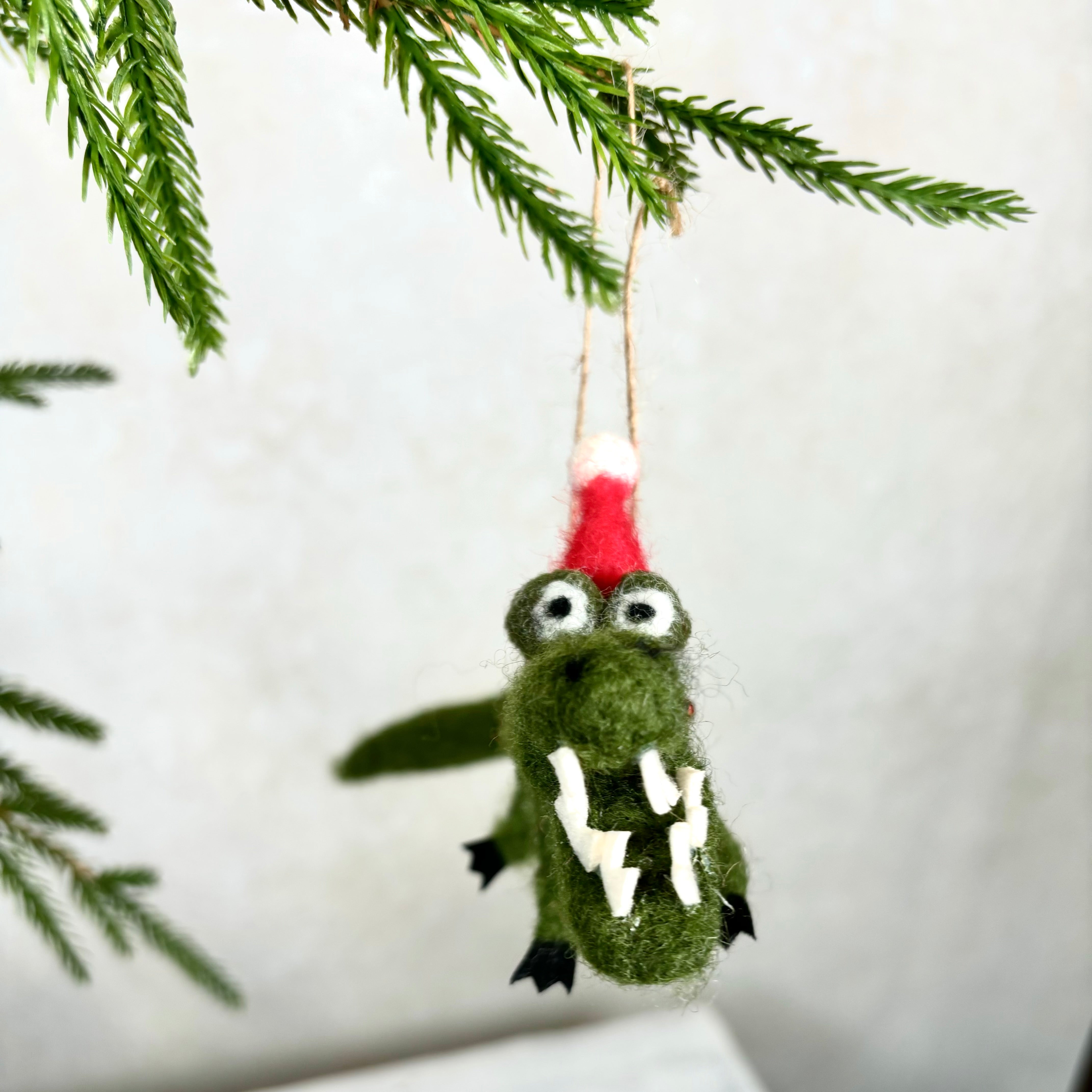 Felt Alligator with Santa Hat