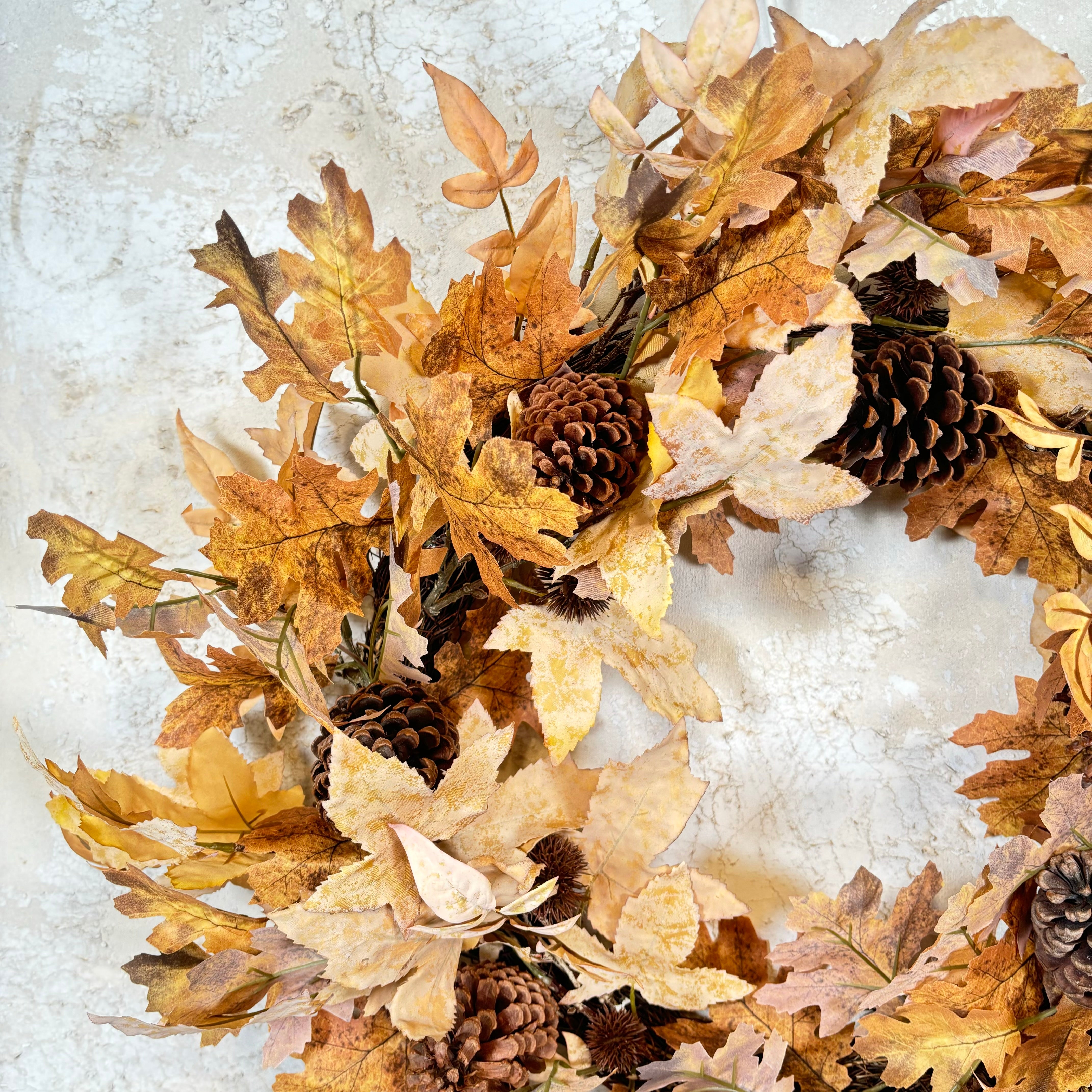 Autumn Maple Leaf with Pinecone Wreath