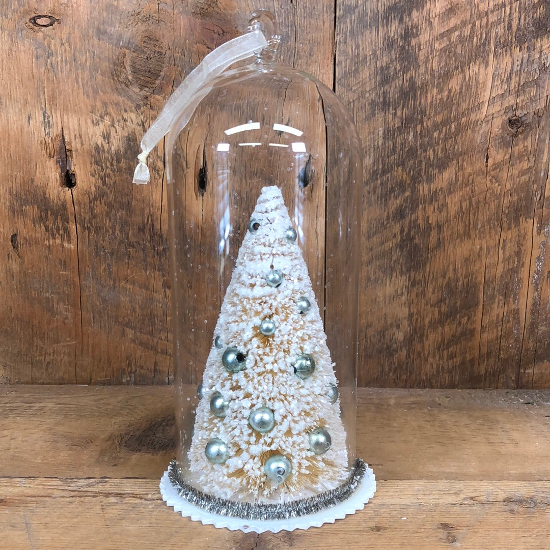 Large Bottle Brush Tree in Glass Dome Ornament