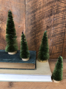 Boxed Set of Four Green Bottle Brush Trees