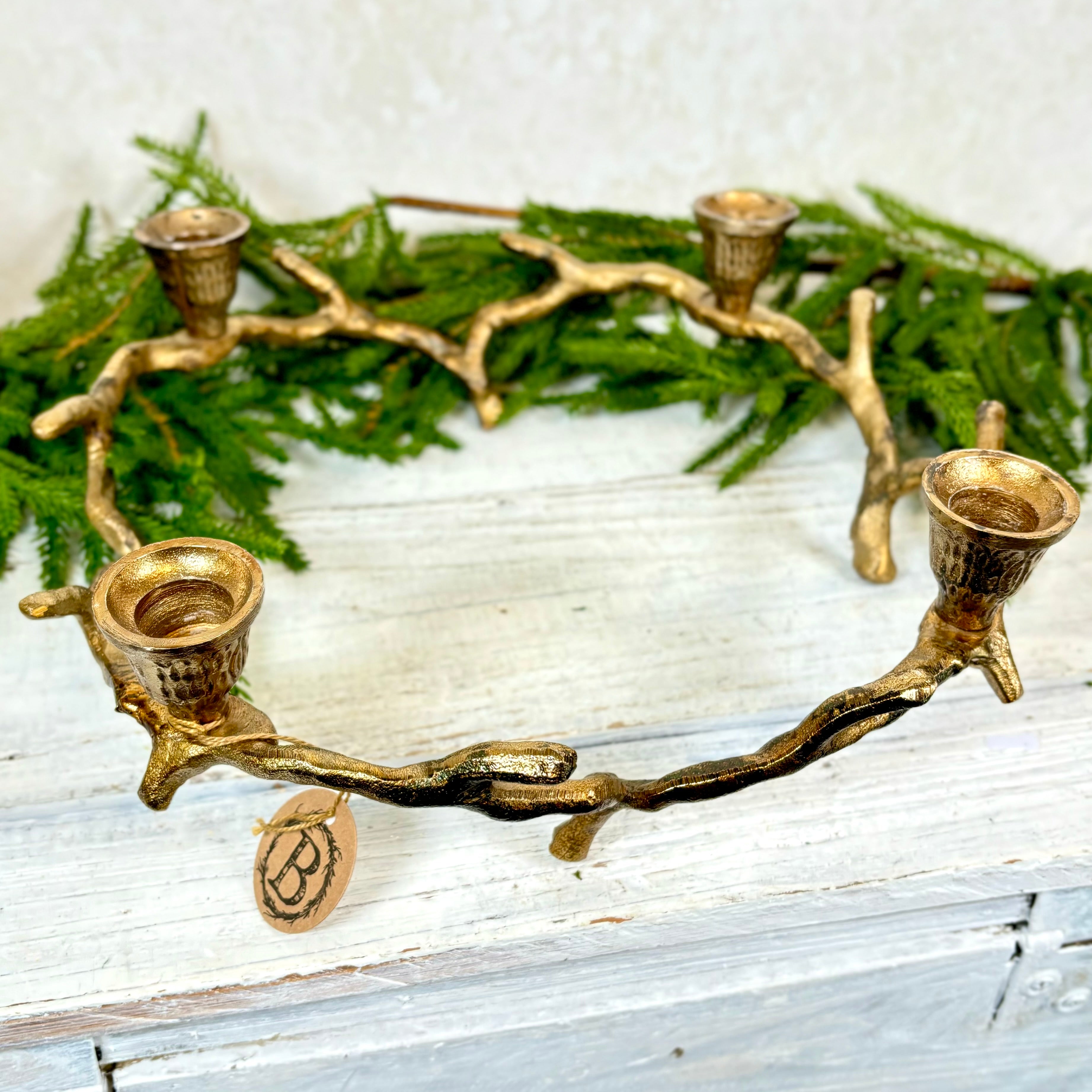 Aluminum Antique Gold Twig Advent Taper Holder