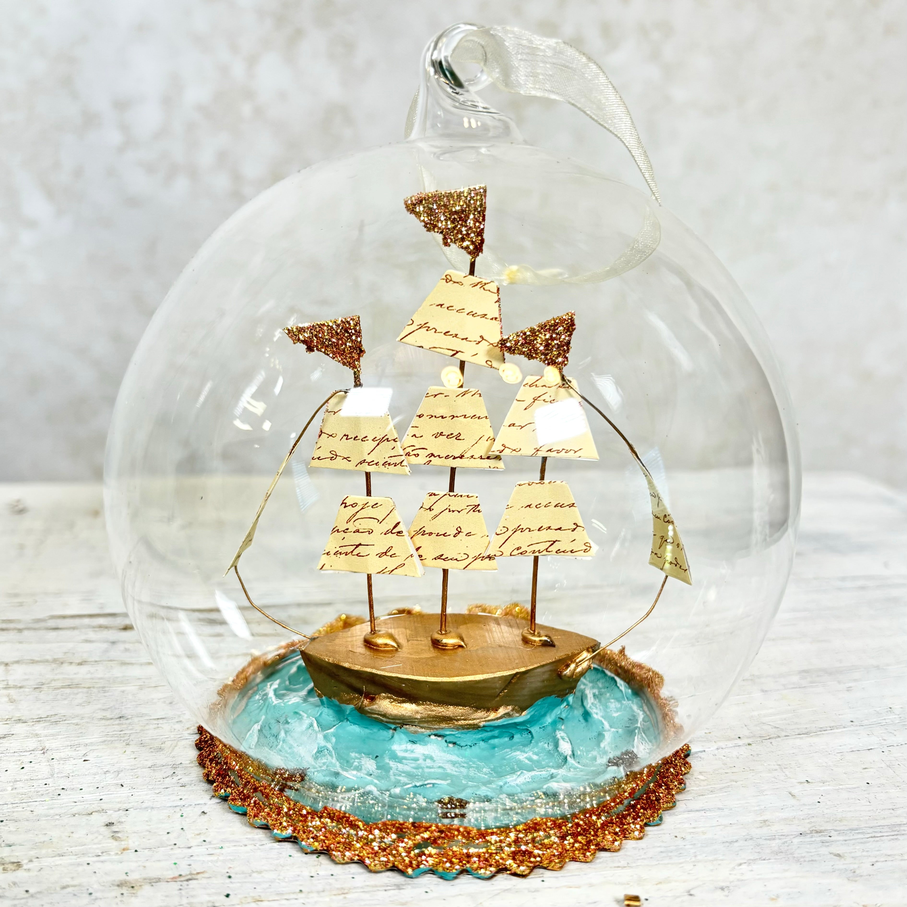 Sailboat Glass Globe Ornament