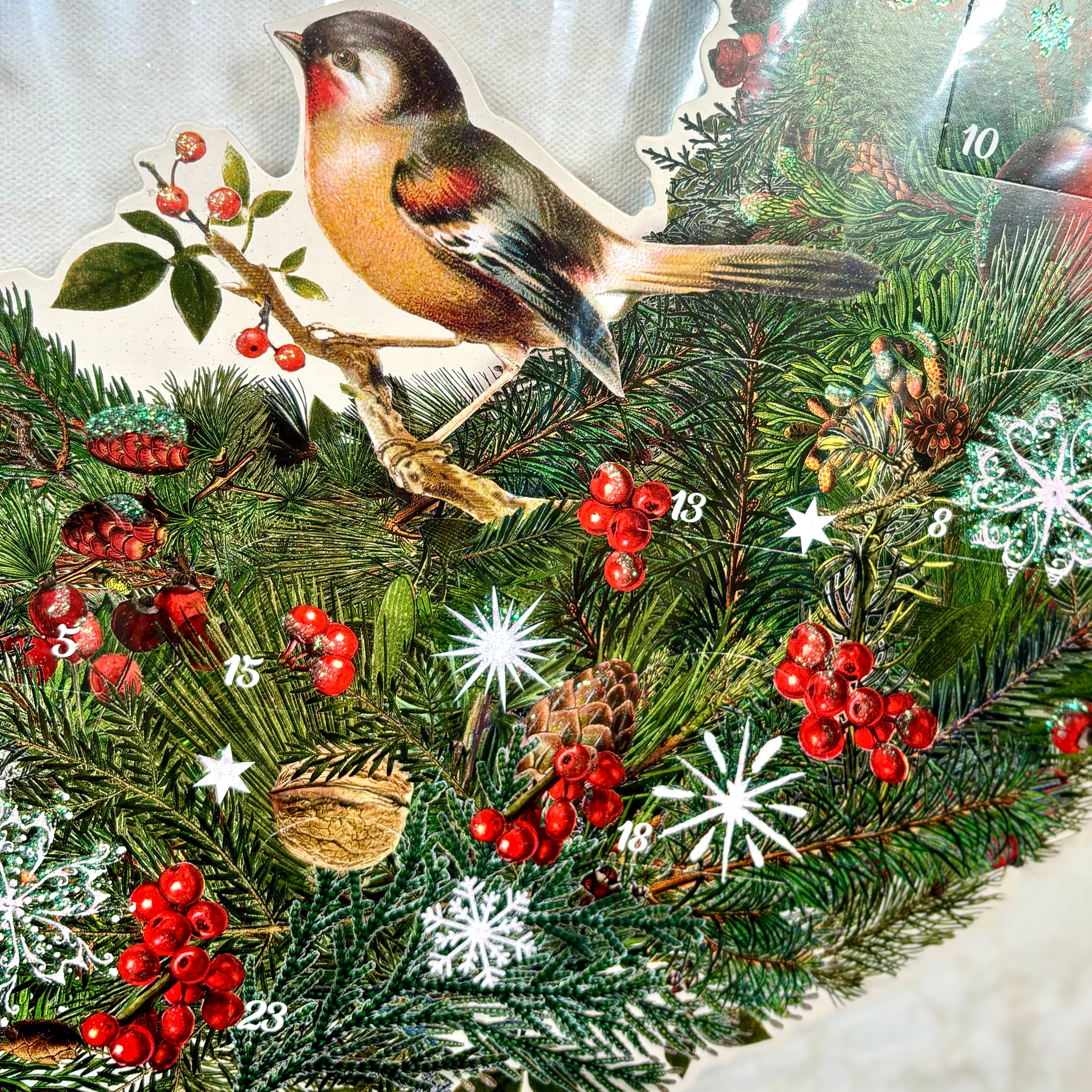 Winter Birds and Berries Wreath Paper Advent Calendar