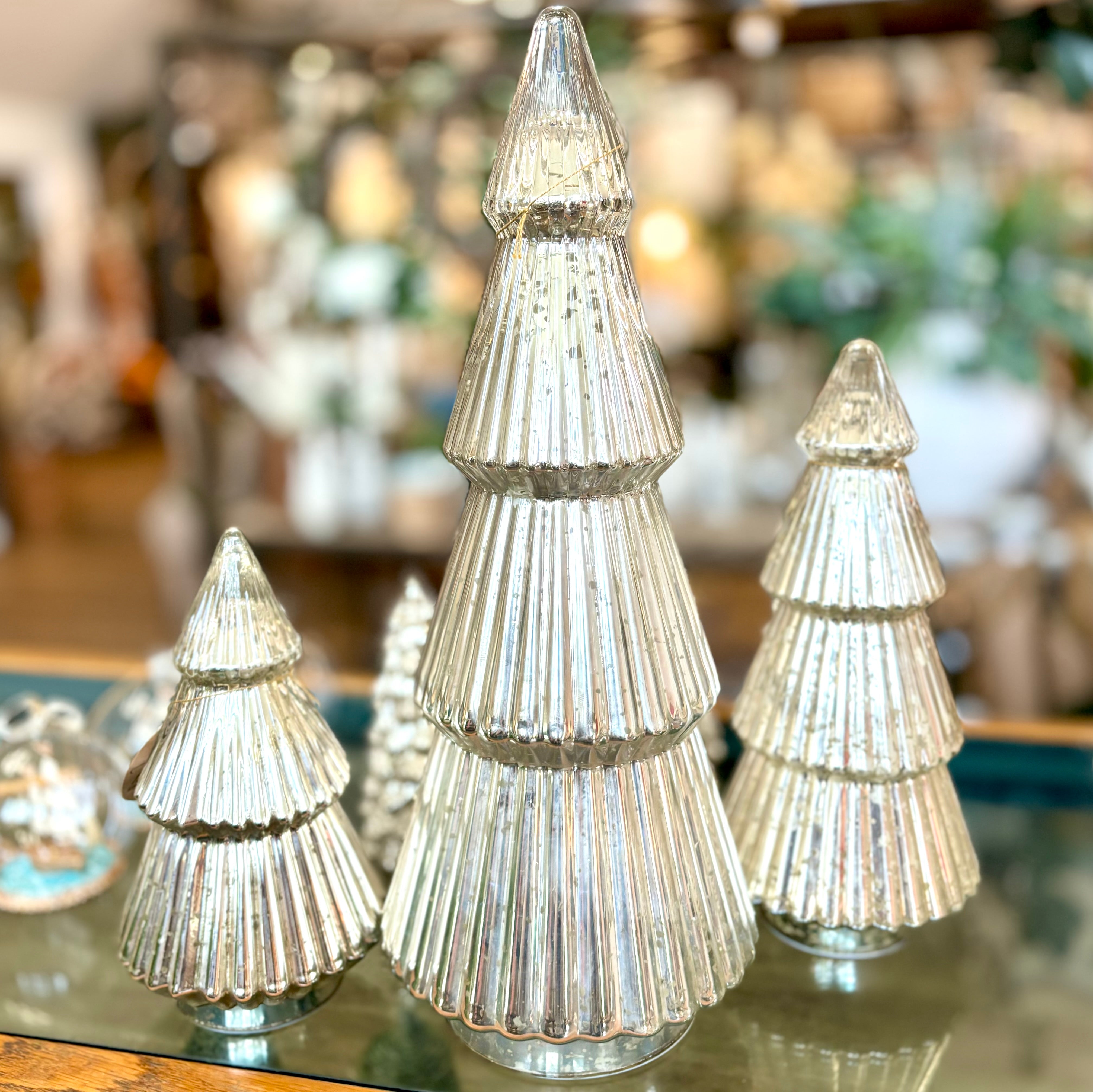 LED Silver Mercury Glass Tree Tall