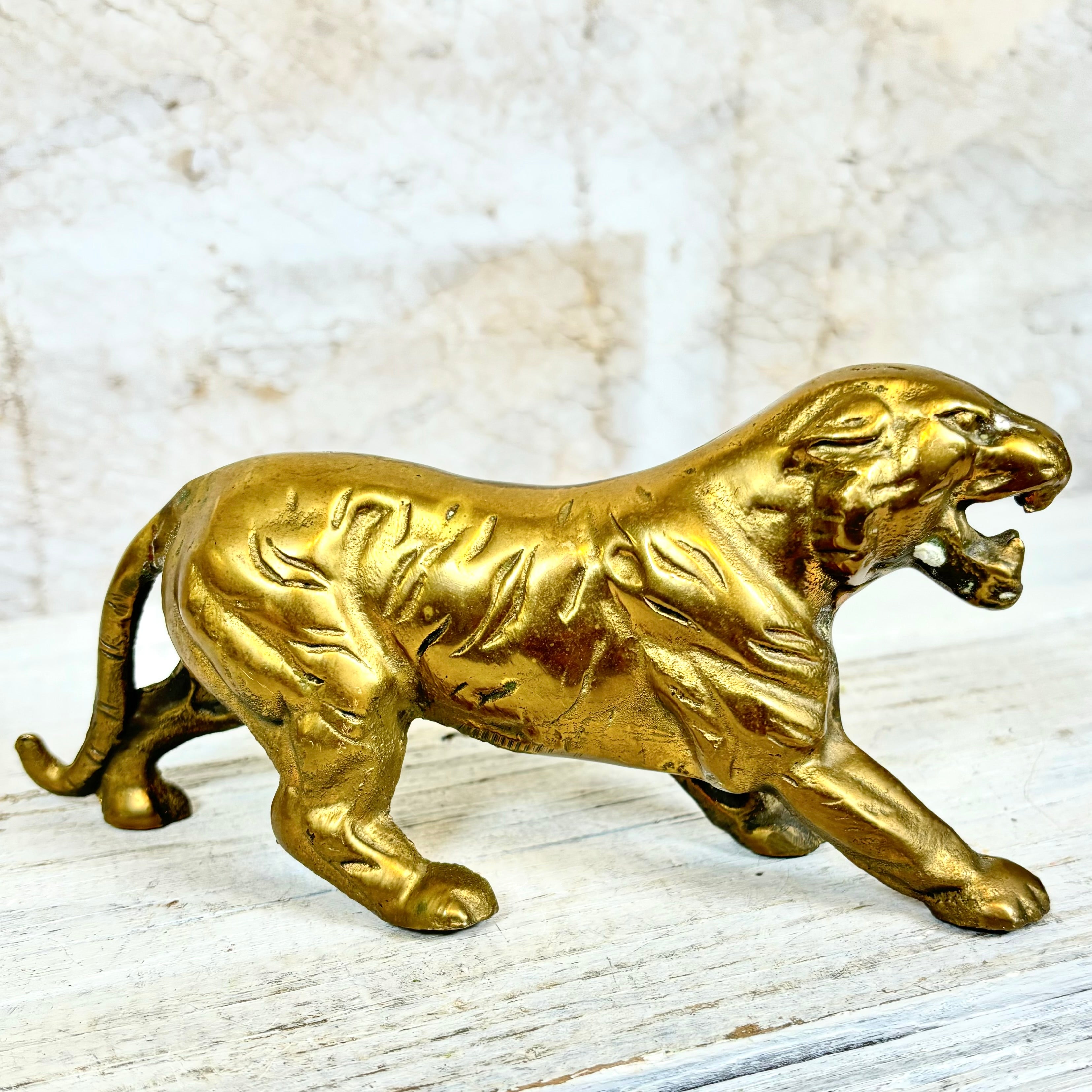 Vintage Brass Tiger Figurine