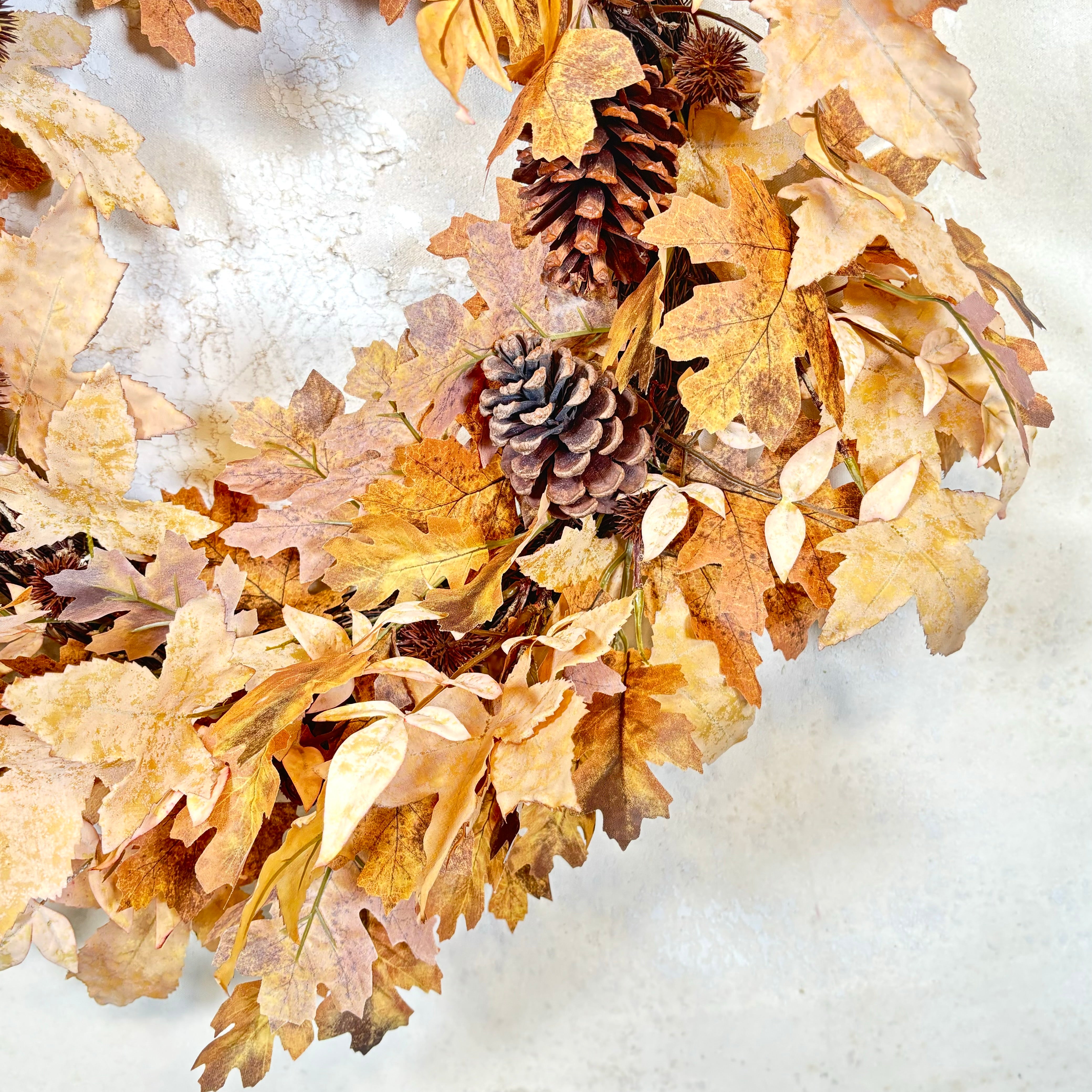 Autumn Maple Leaf with Pinecone Wreath