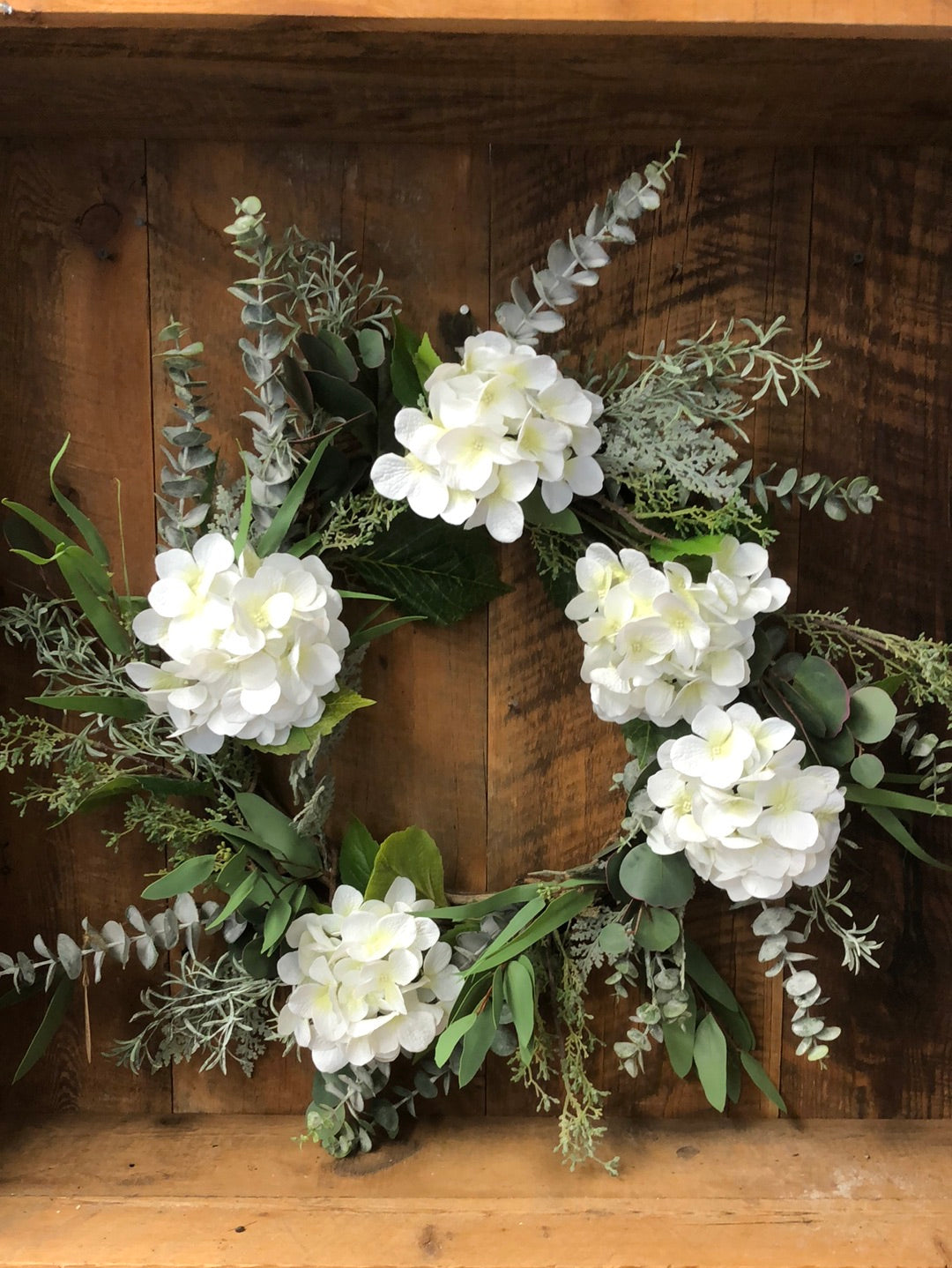 Garden Cut White Hydrangea Wreath