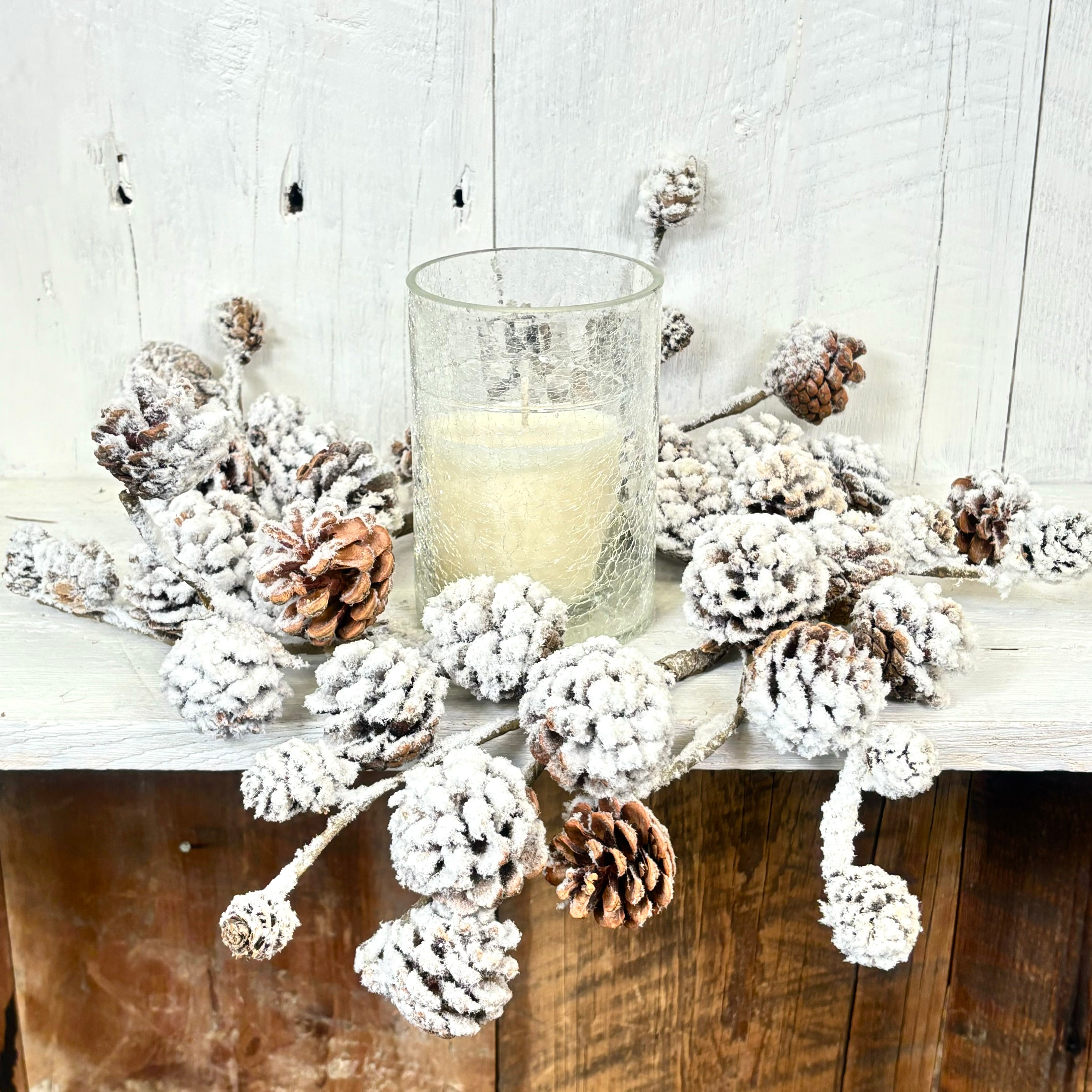 Snowy Pine Cone Candle Ring