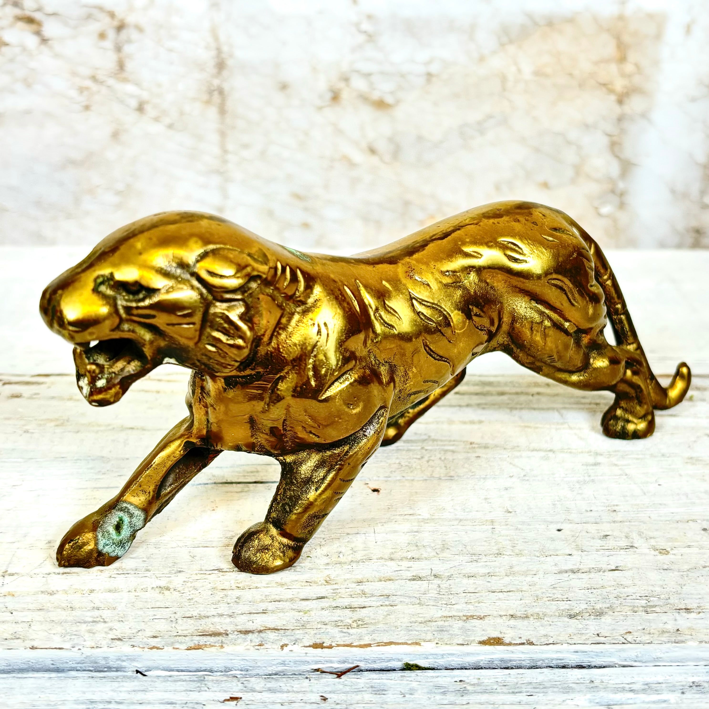 Vintage Brass Tiger Figurine