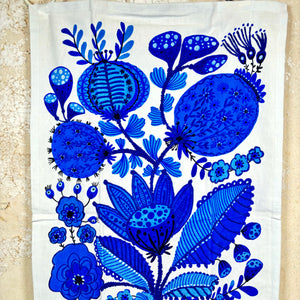 Blue and White Embroidered Pods Dish Towel