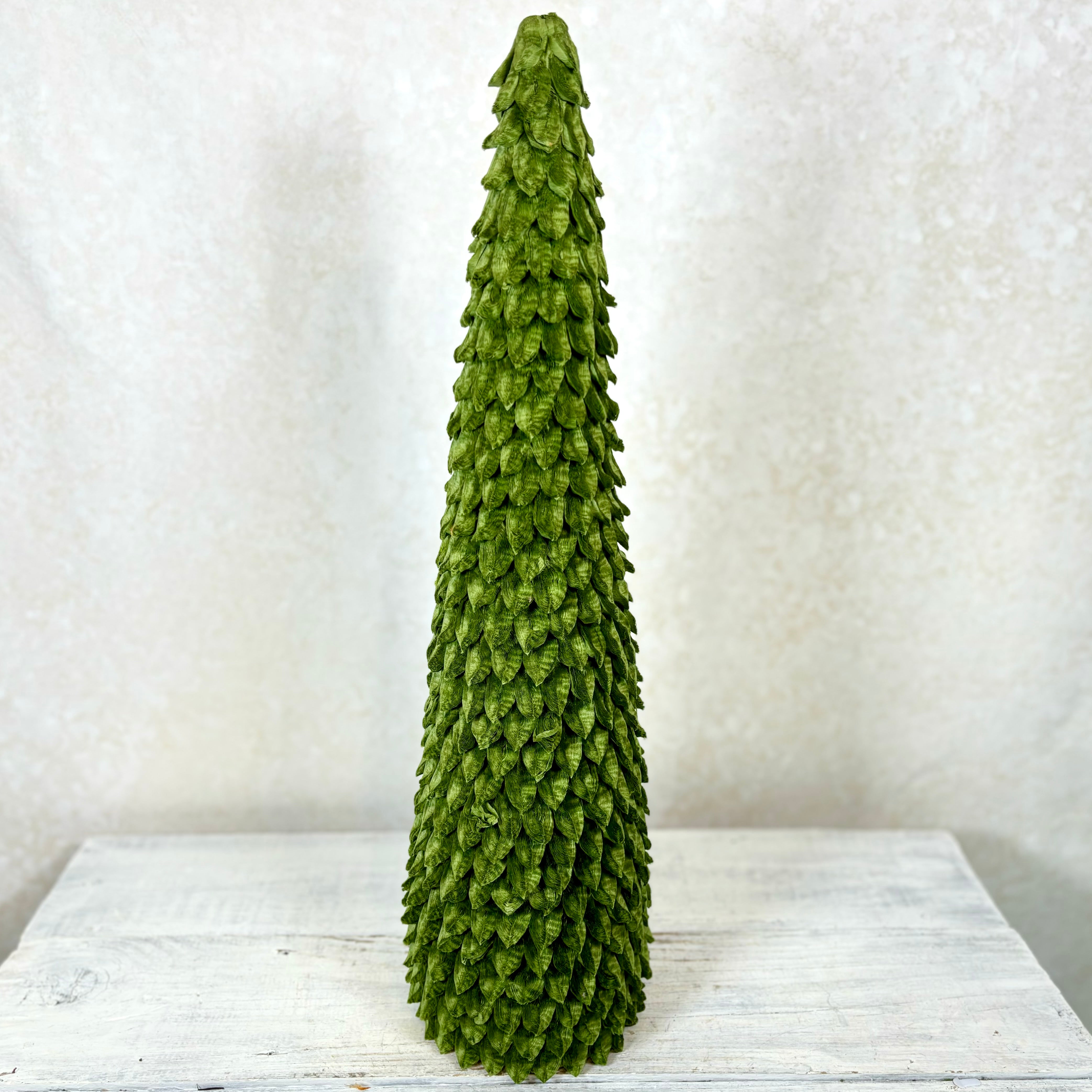 Dark Green Paper Petal Leaf Cone Tree Large