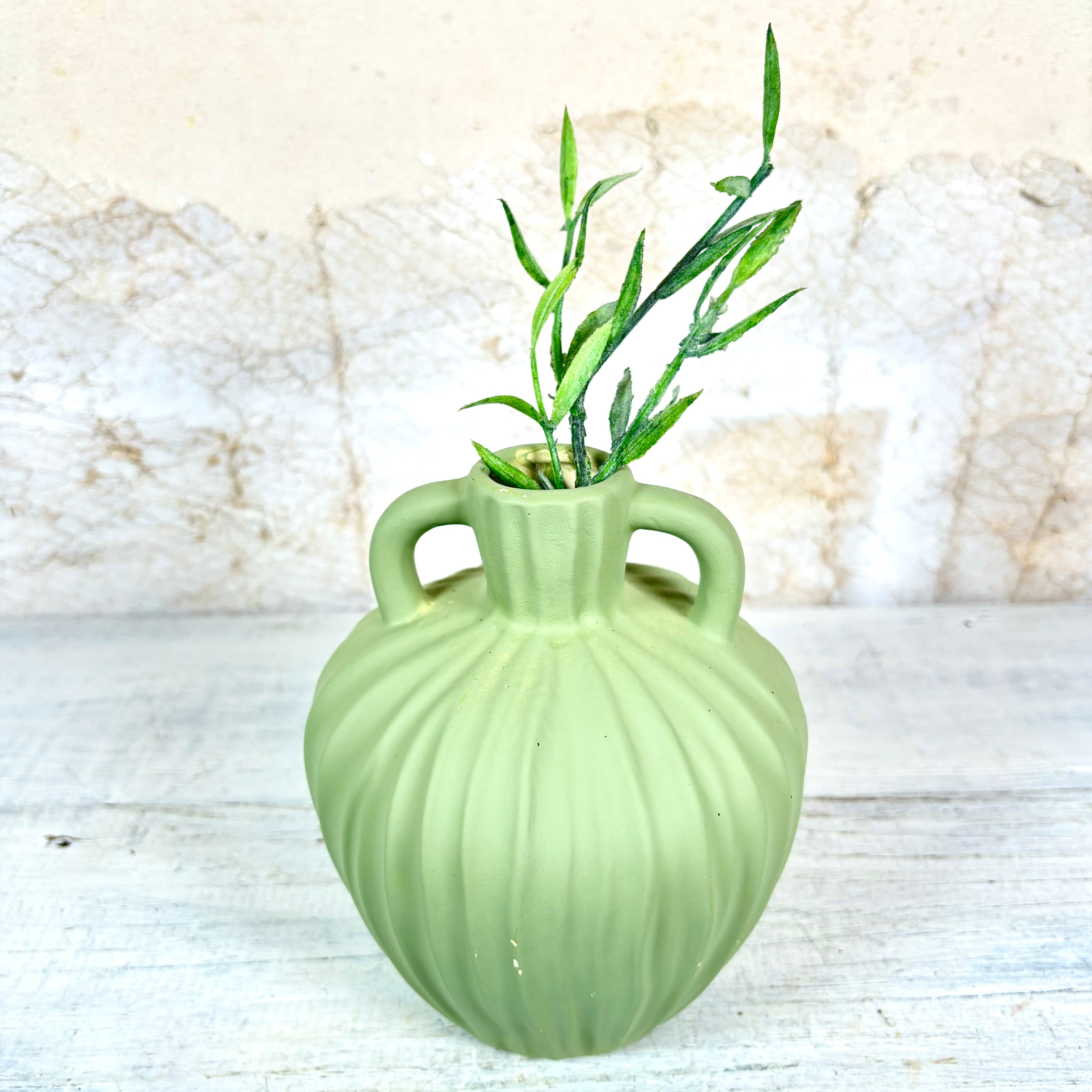Thayer Green Budvase with Handles