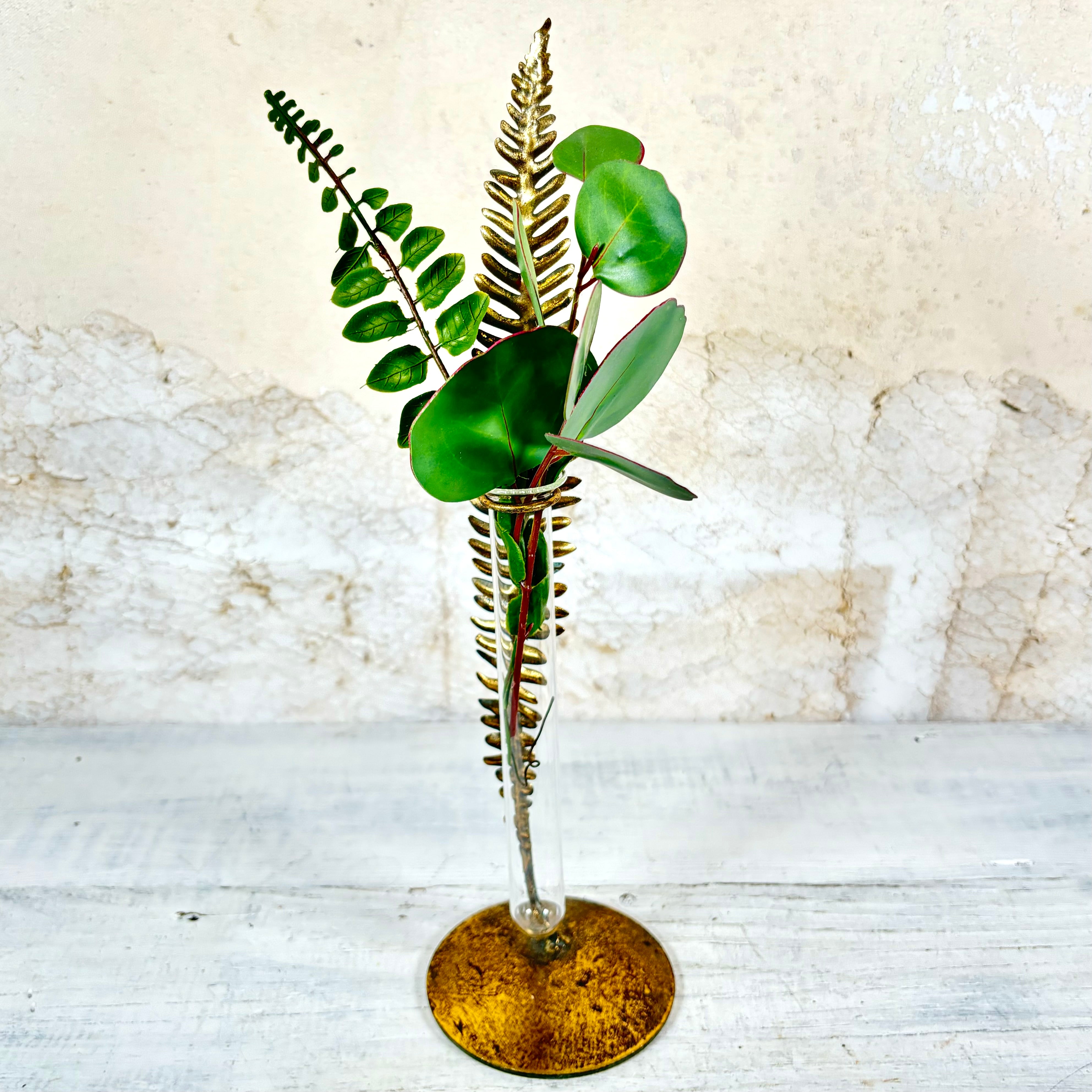 Metal Fern Tube Vase