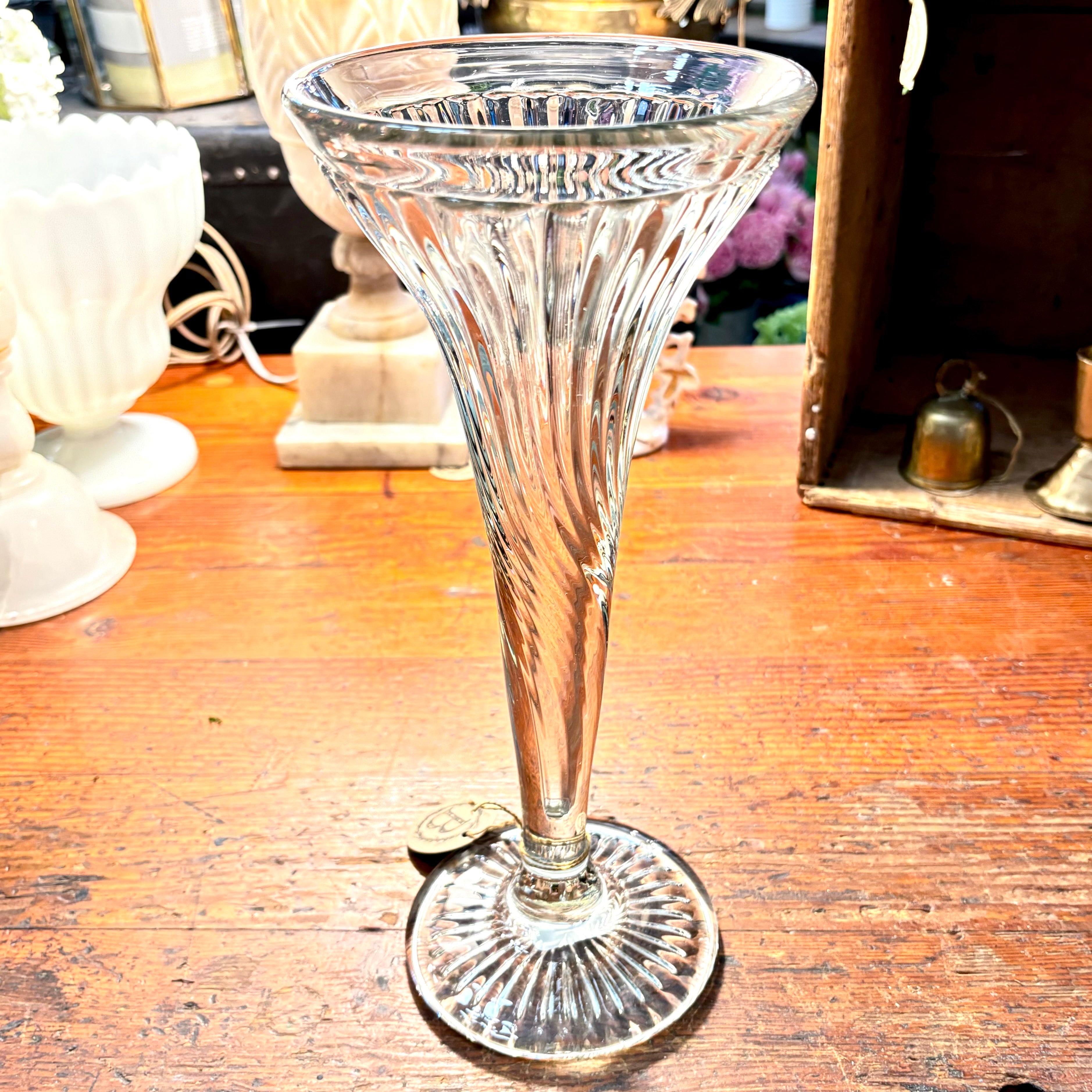 Tall Vintage Swirled Glass Vase