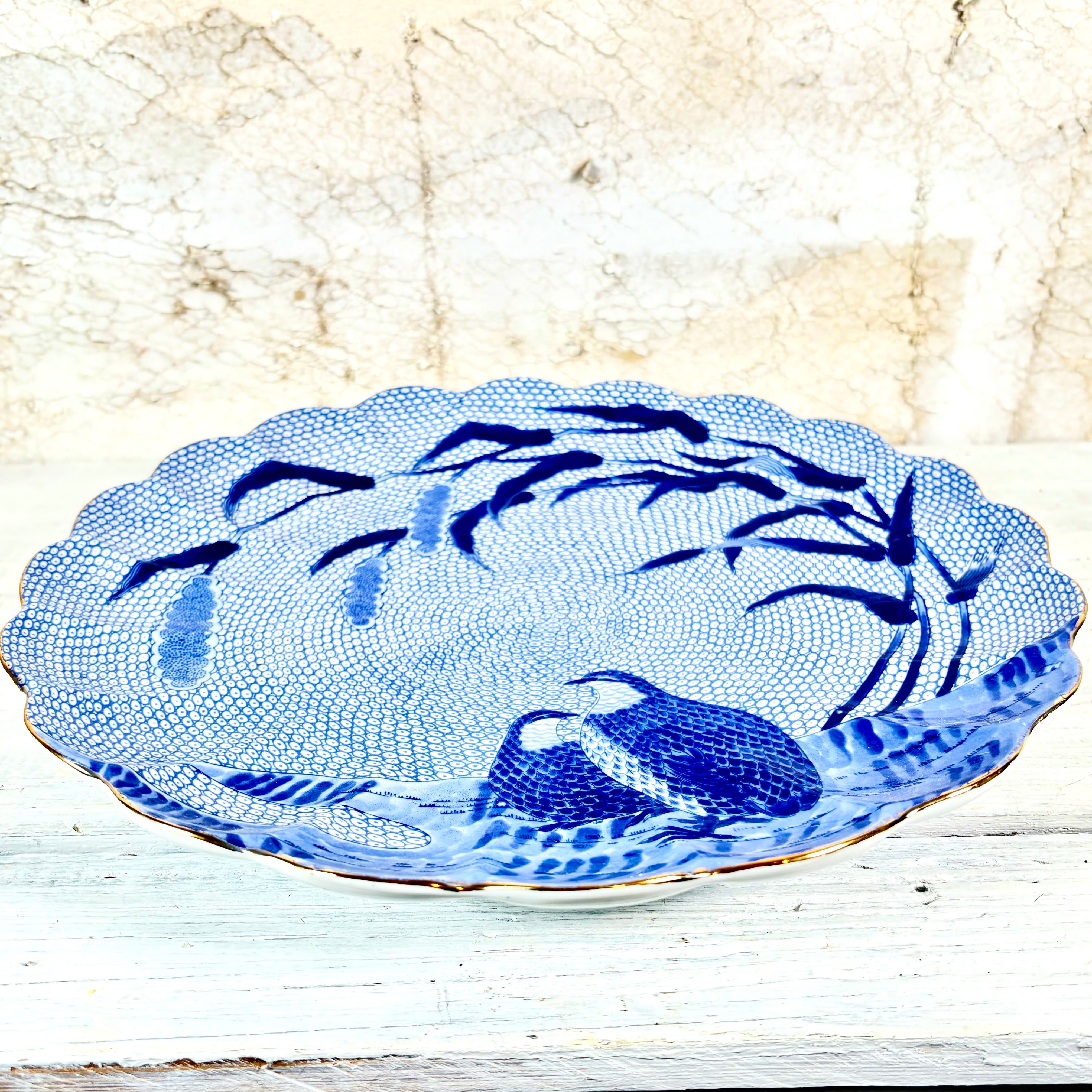 Blue Chinese Quail Platter by Arita