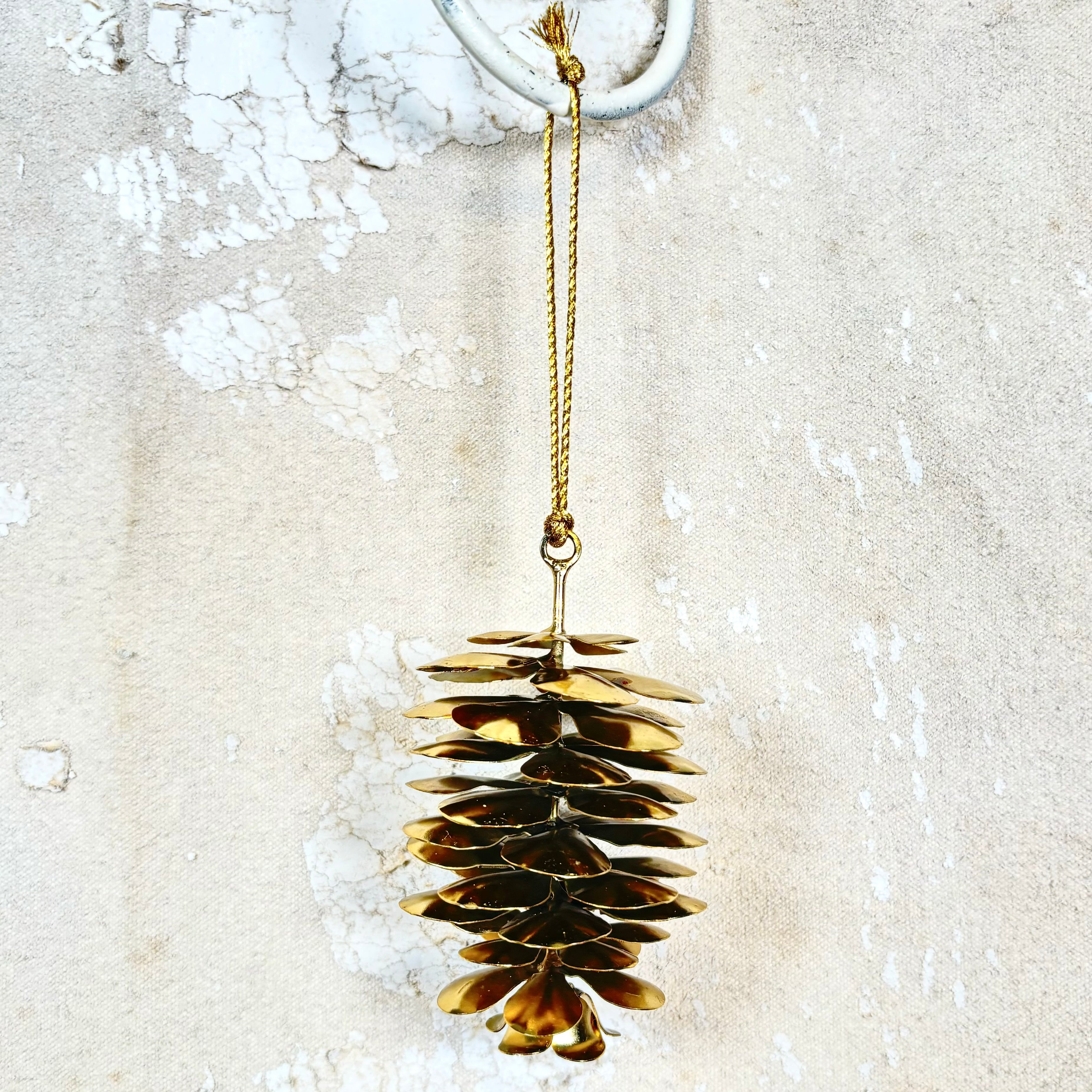 Wide Pine Cone Gold Iron Ornament