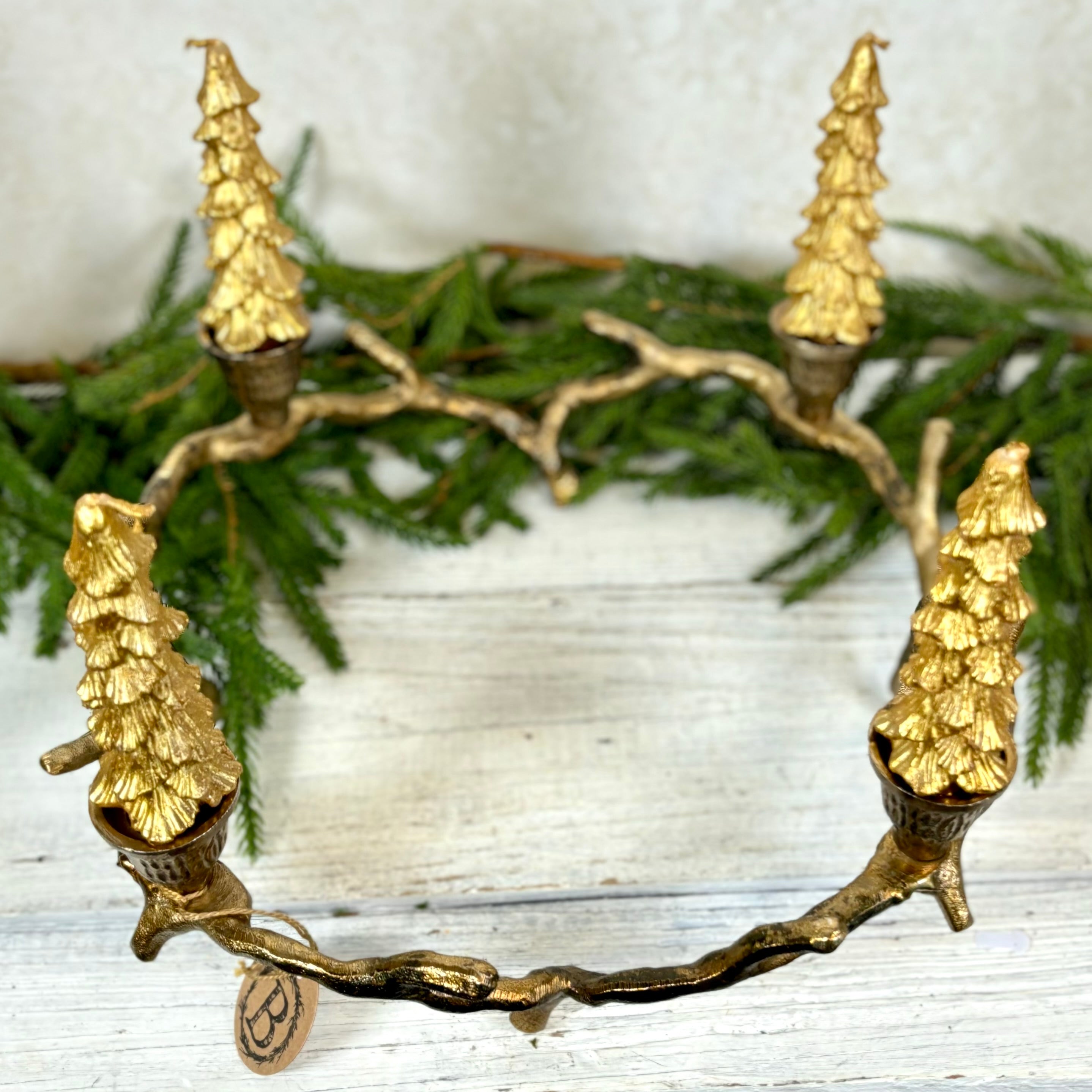 Aluminum Antique Gold Twig Advent Taper Holder