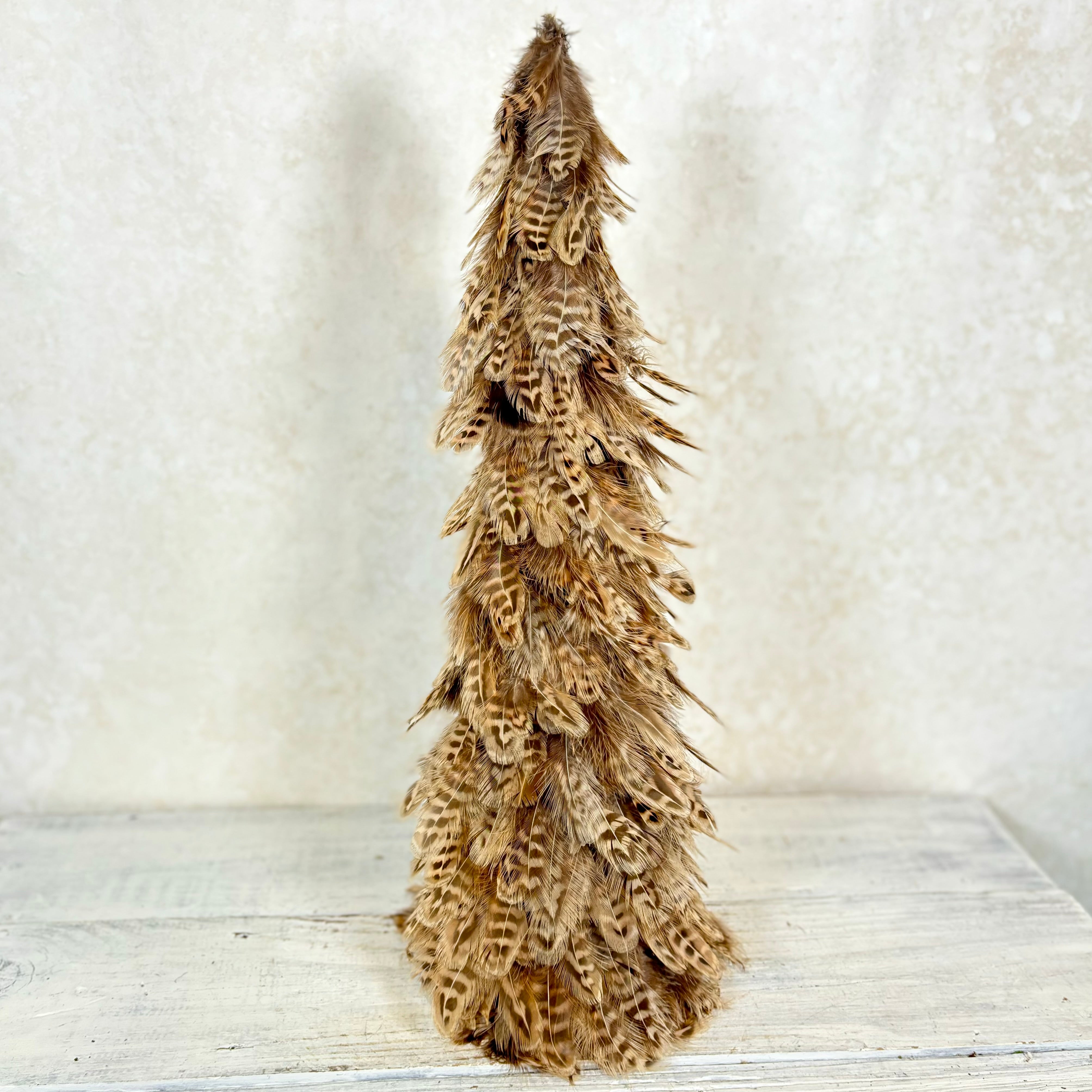 Natural Feather Cone Tree with Dark Brown Stripes Large