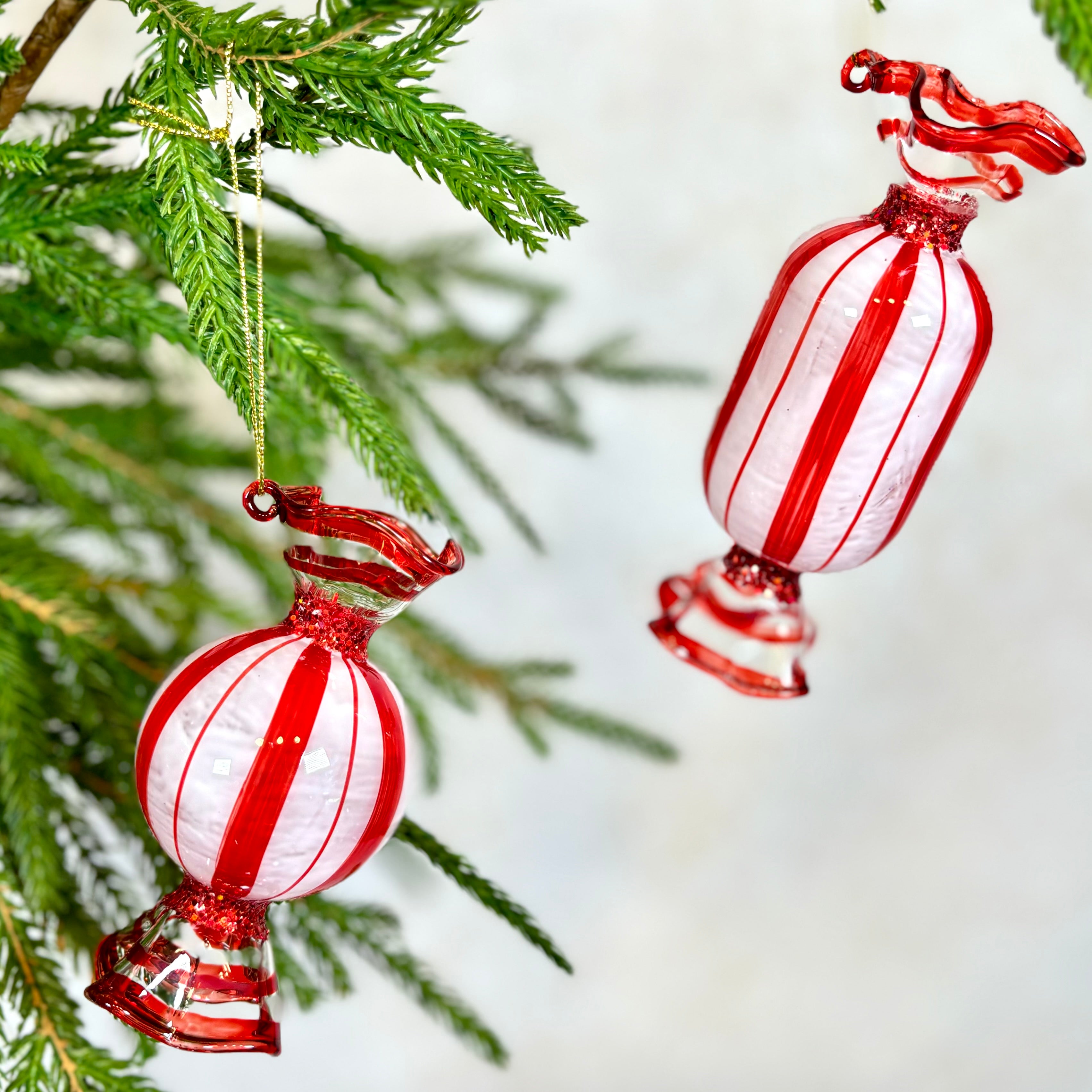 Round Peppermint Glass Candy Ornament