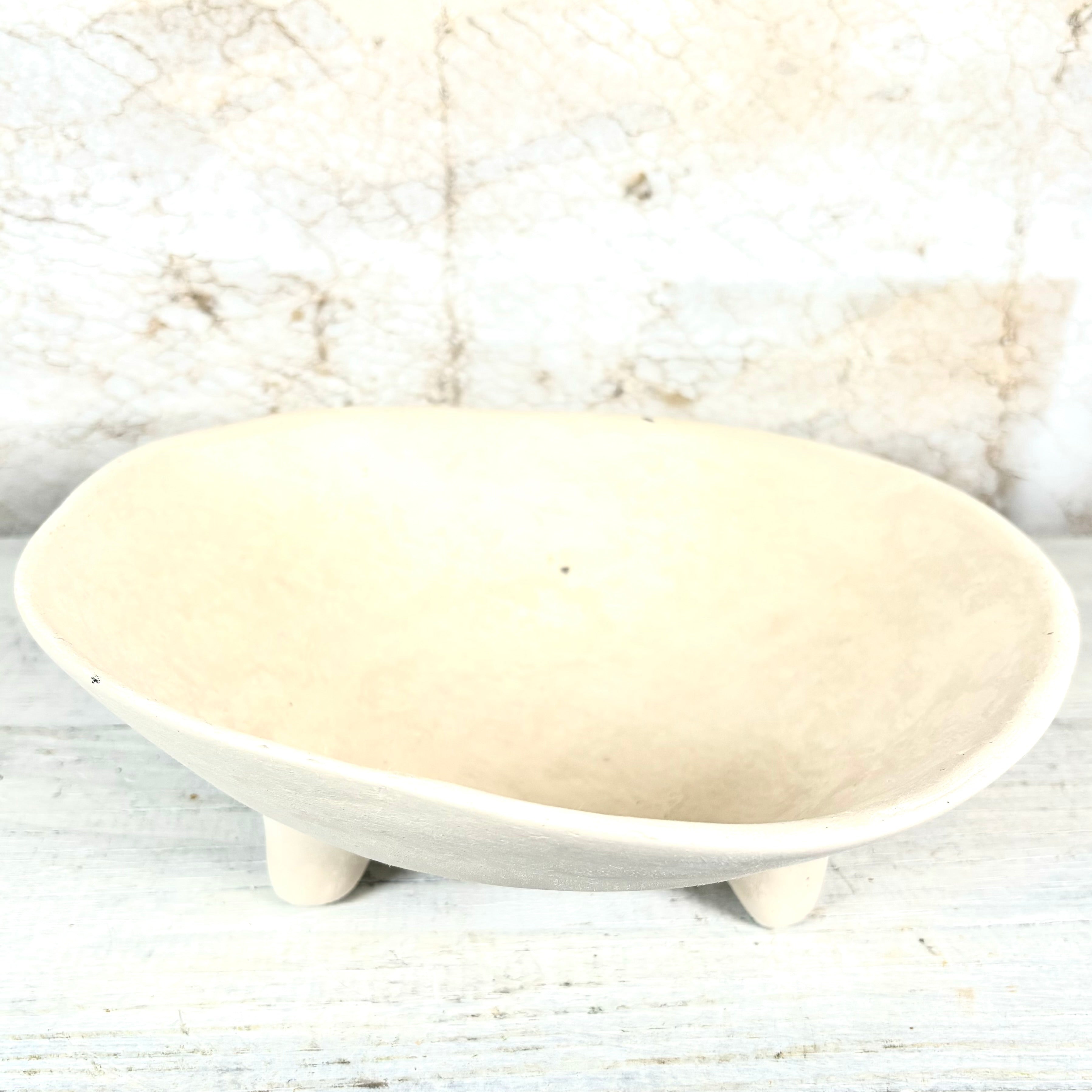 Footed Bowl Recycled Paper/Chalk Powder