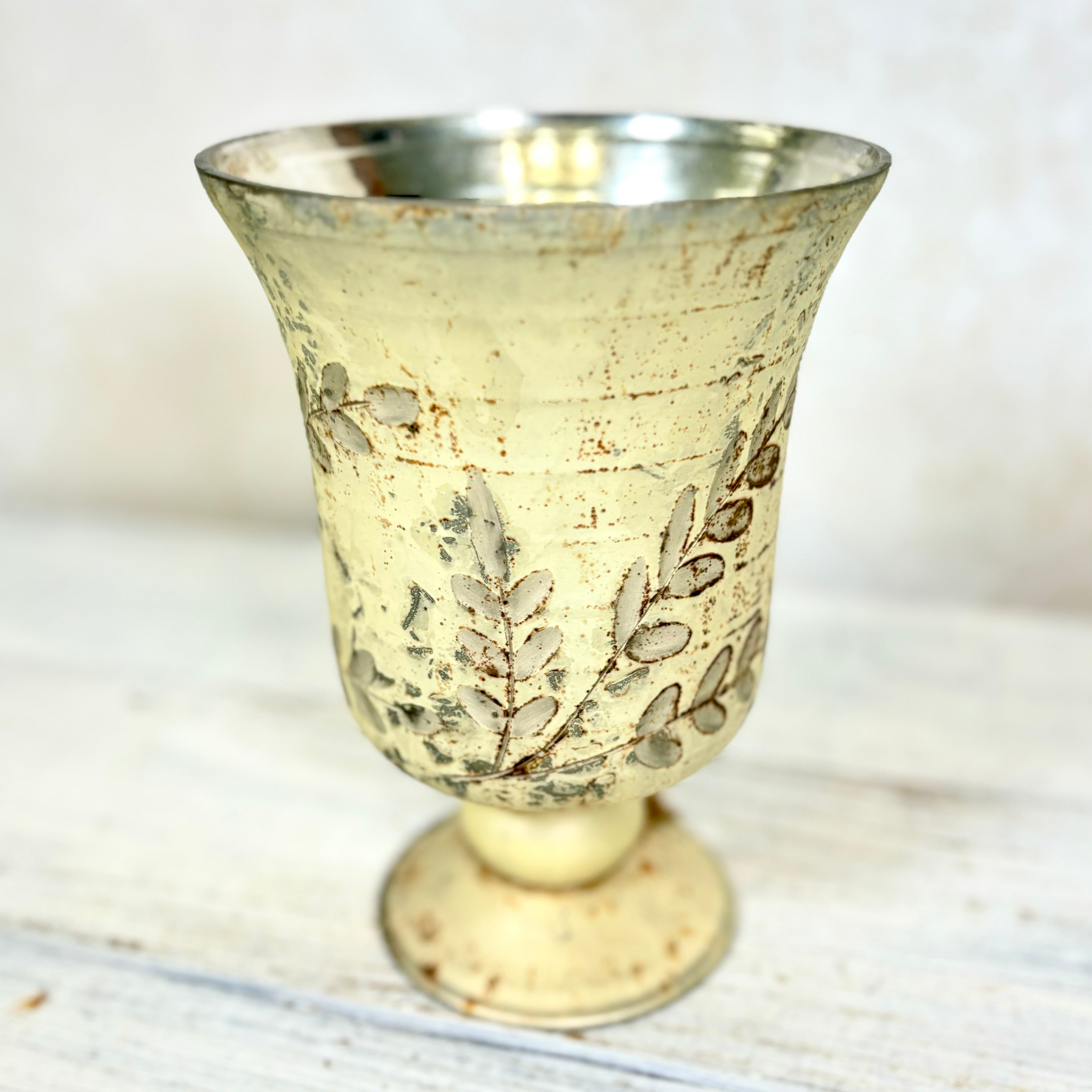 Metallic Etched Round Compote