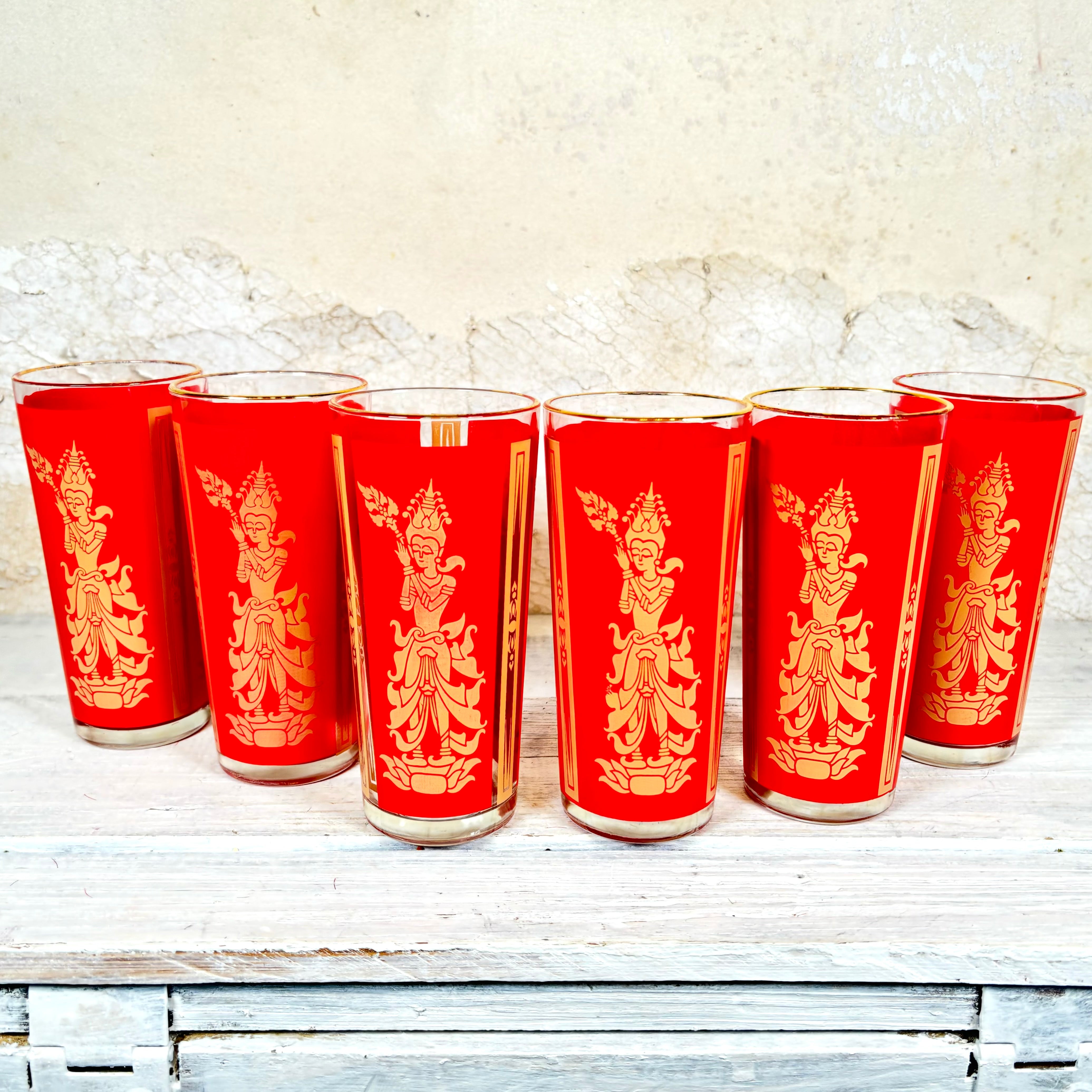 Vintage buy Culver Red & Gold Drinking Glasses Set of 4