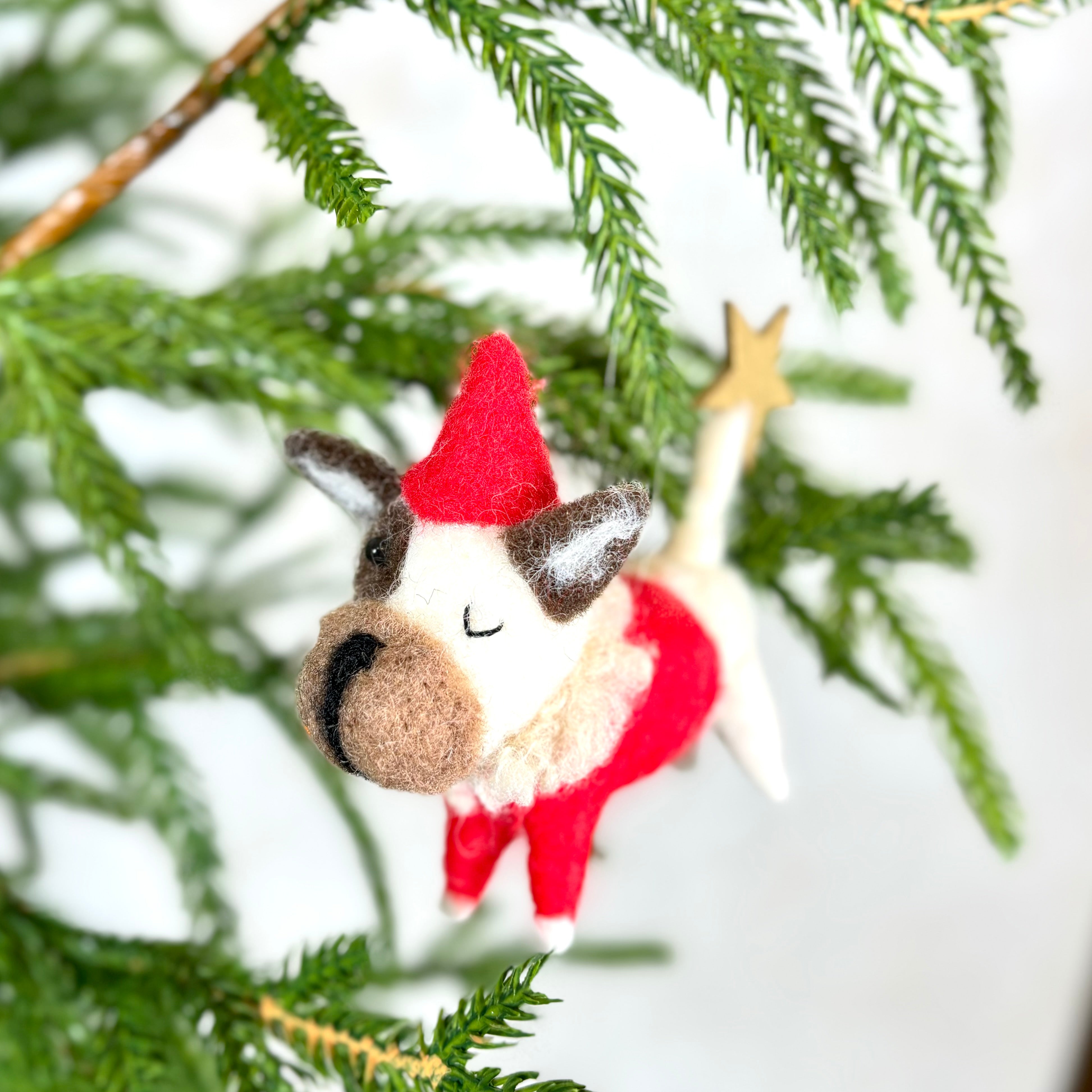 Felt Puppy in Red Outfit with Star Ornament