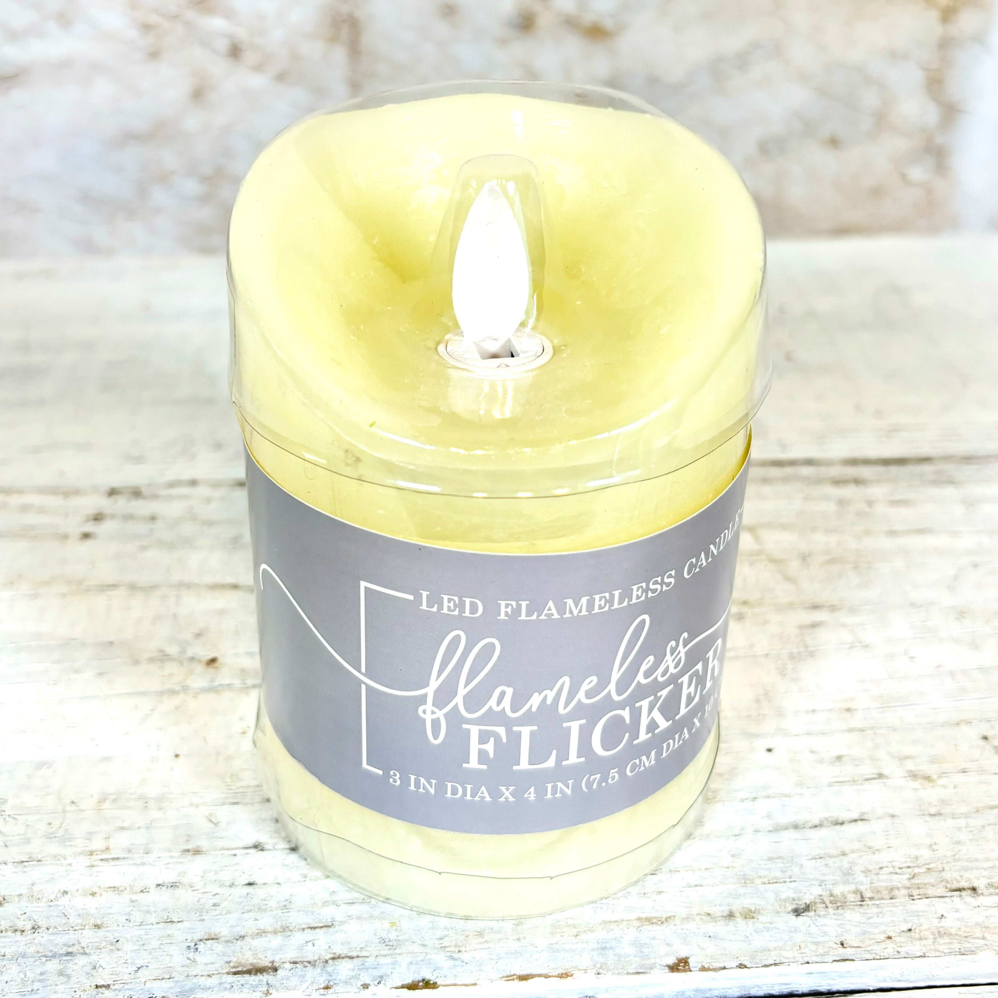 Flameless Flickering Candle with Timer Ivory Short