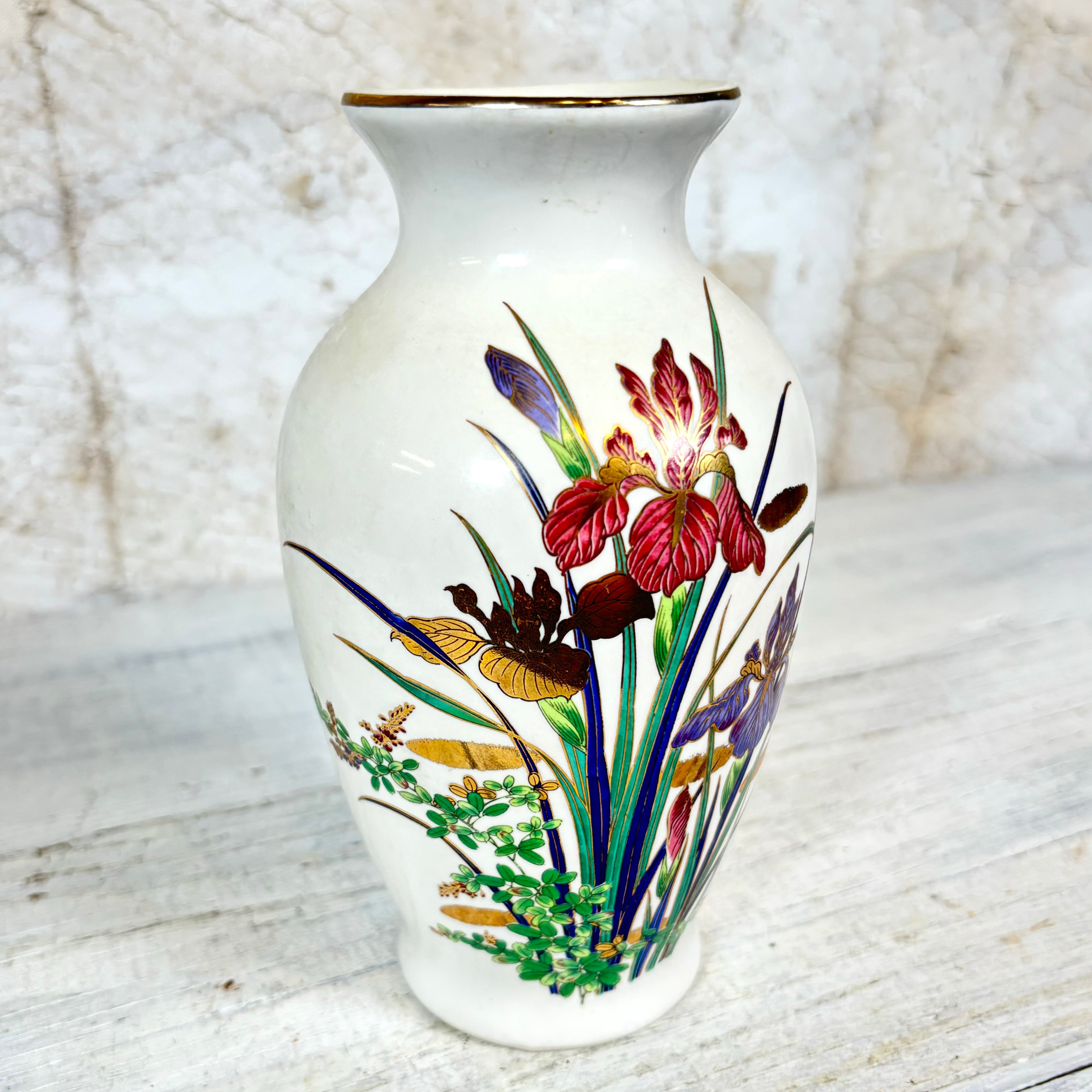 Vintage Iris Japanese Vase