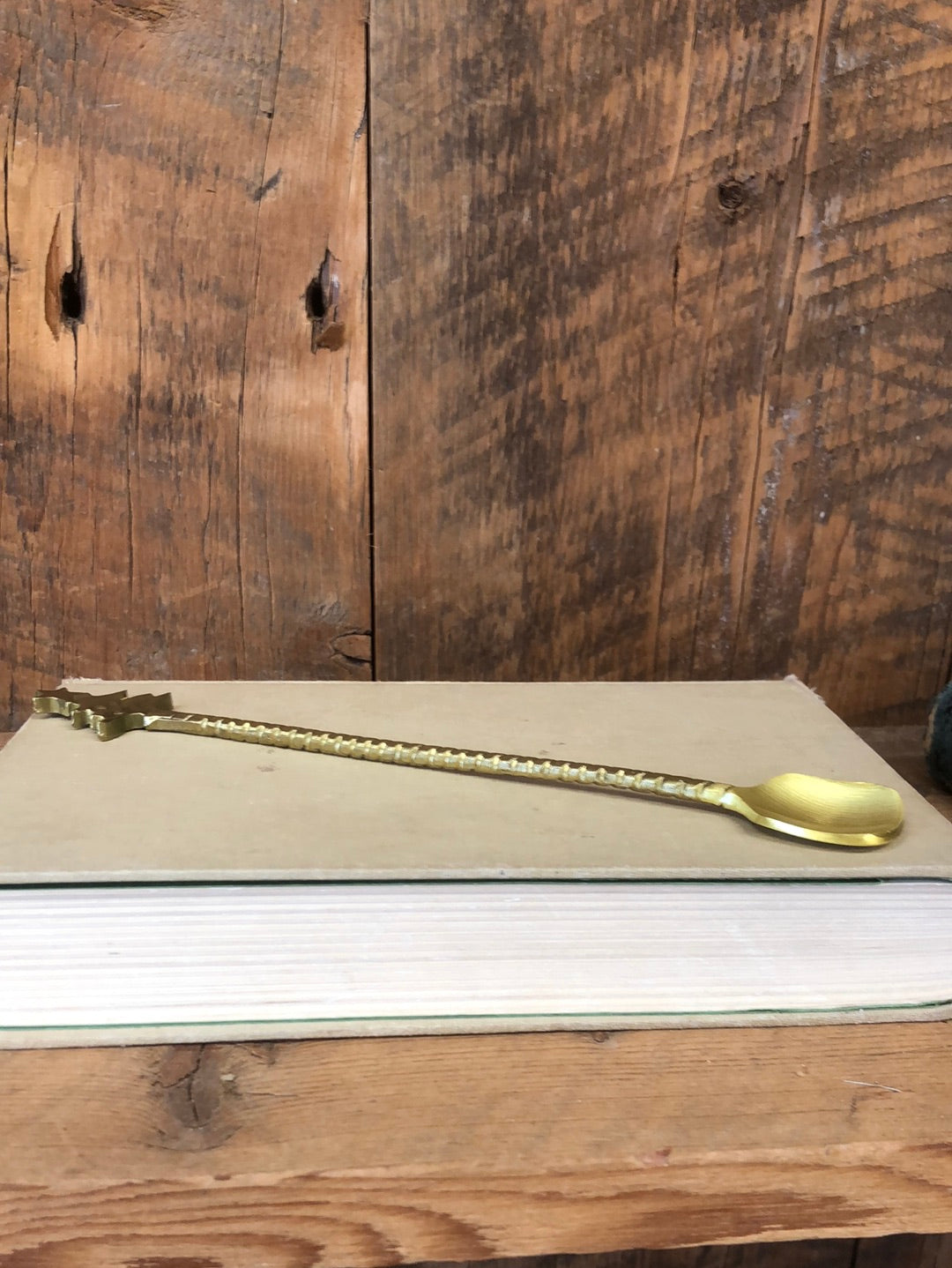 Brass Cocktail Spoon with Tree Handle