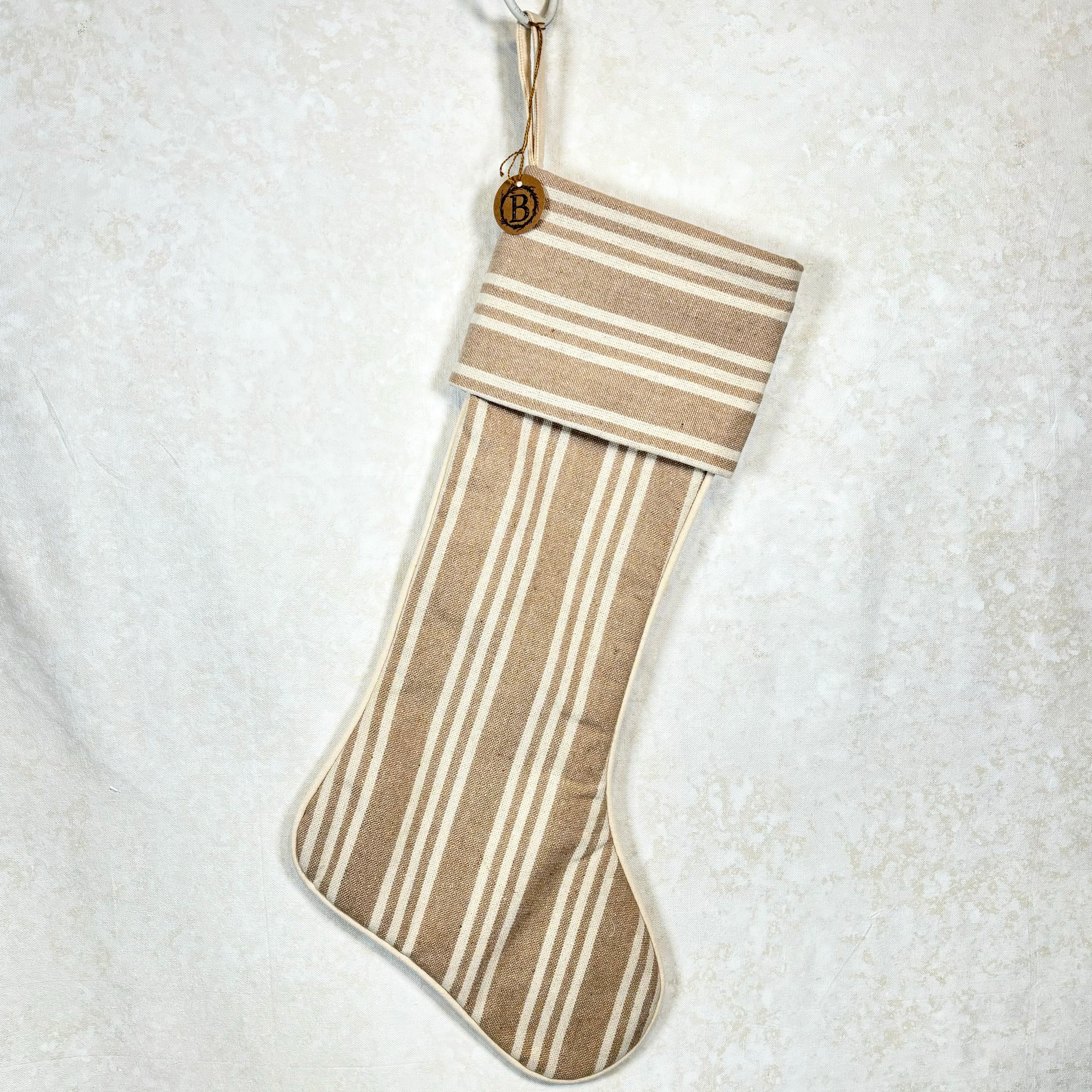 Stripe Cream Linen Stocking