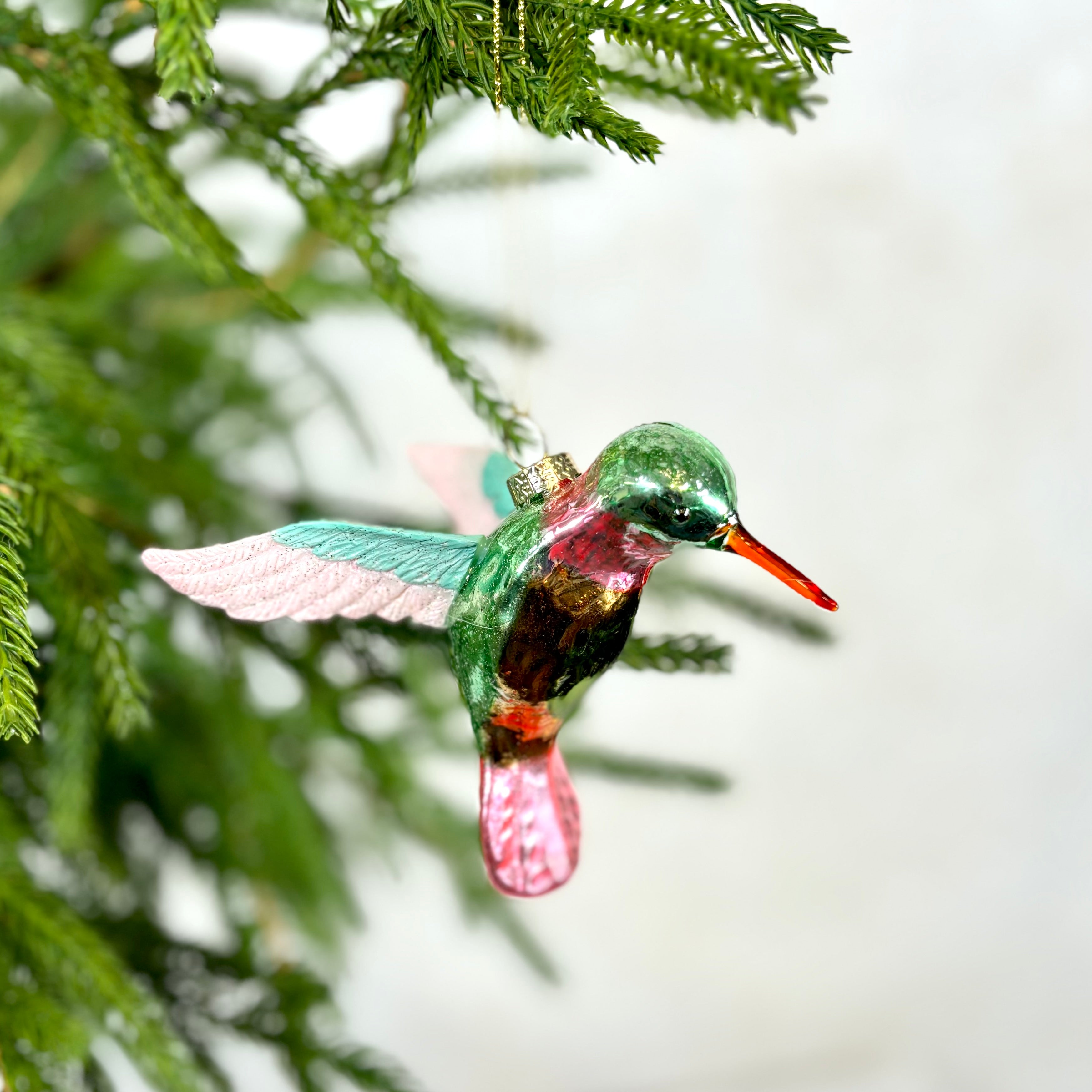 Glass Hummingbird Multi Color Ornament