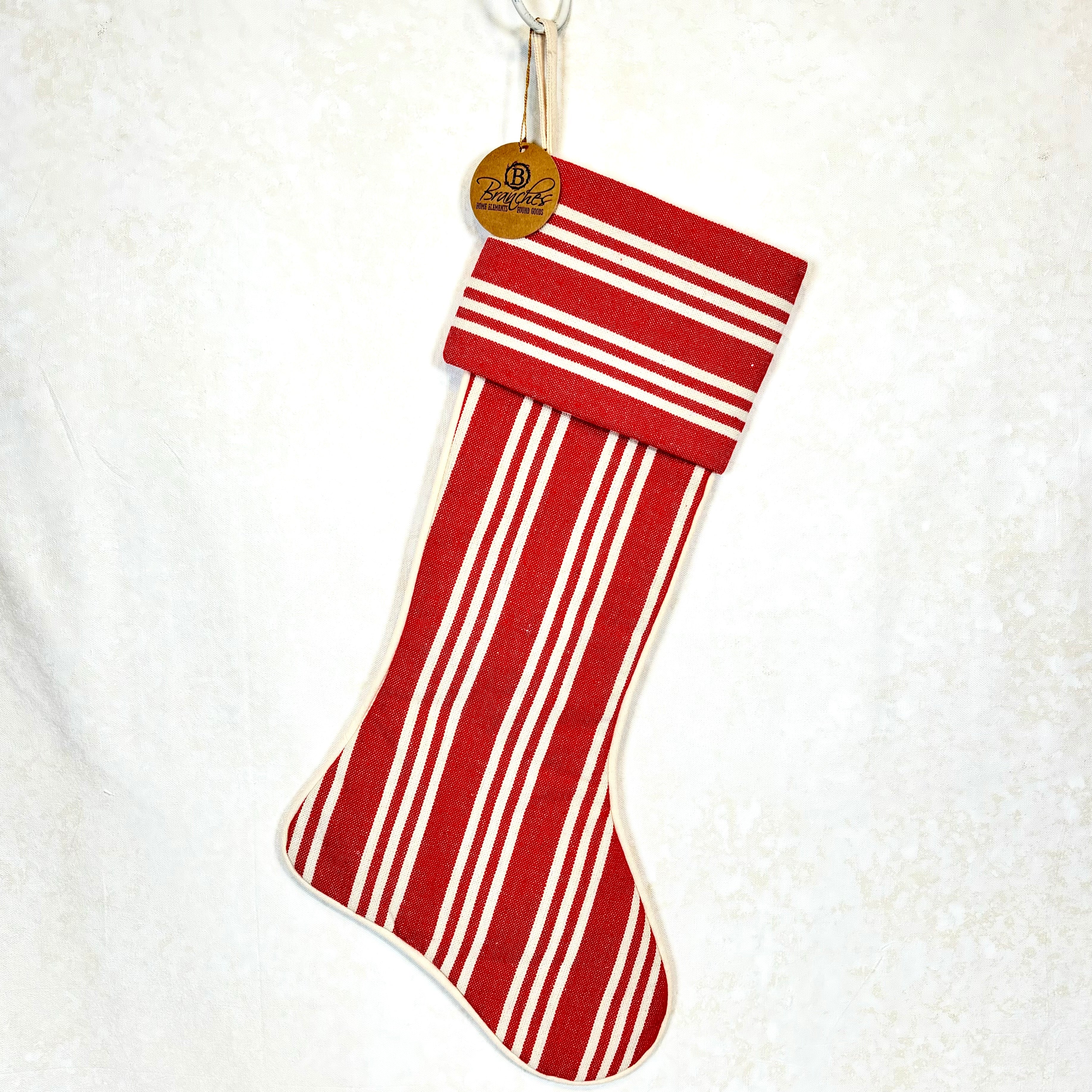 Stripe Red Linen Stocking