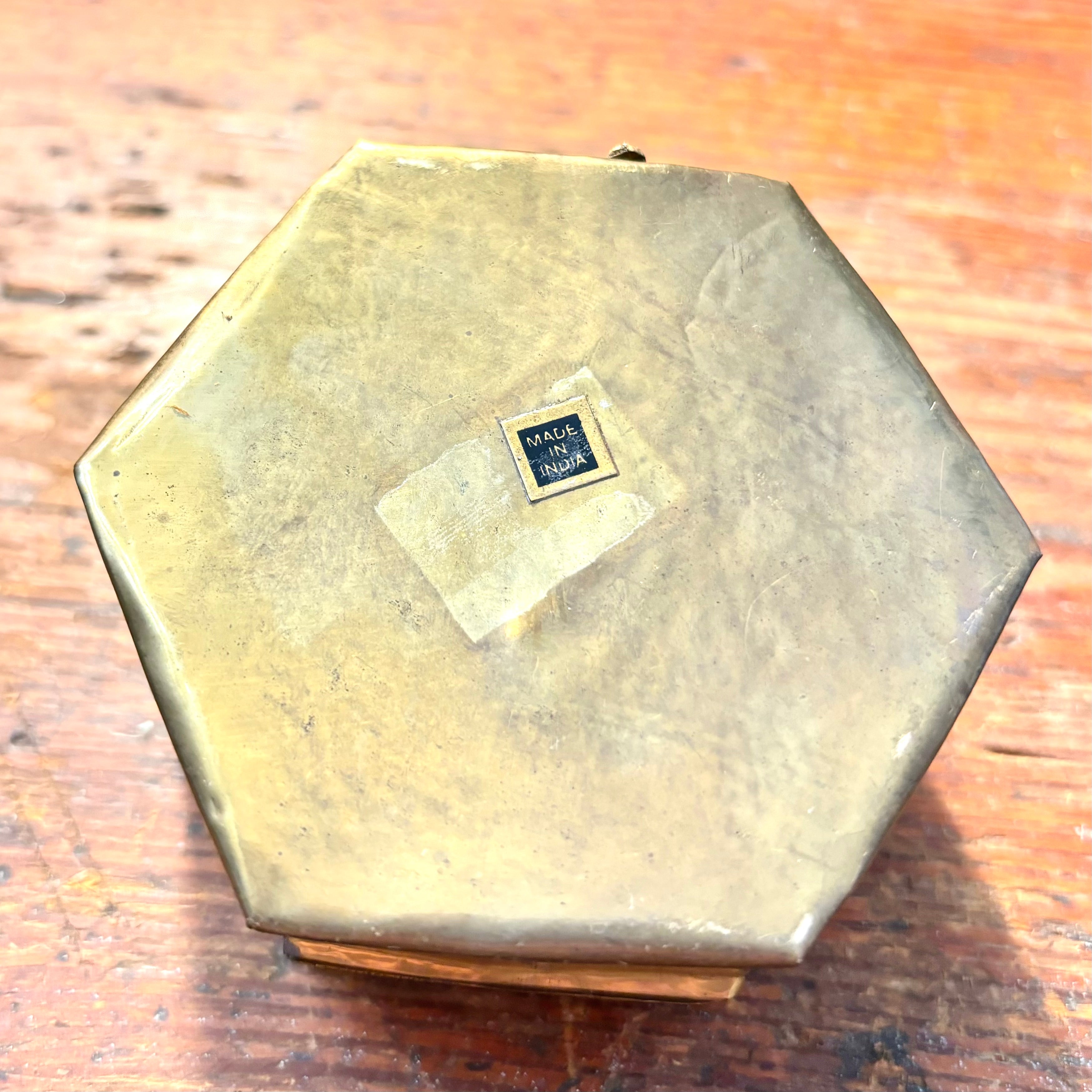 Vintage Hexagon Brass Cricket Box