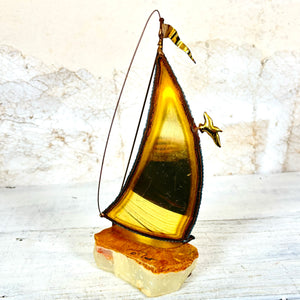 Delmont 1960s Sailboat Brass Sculpture Small