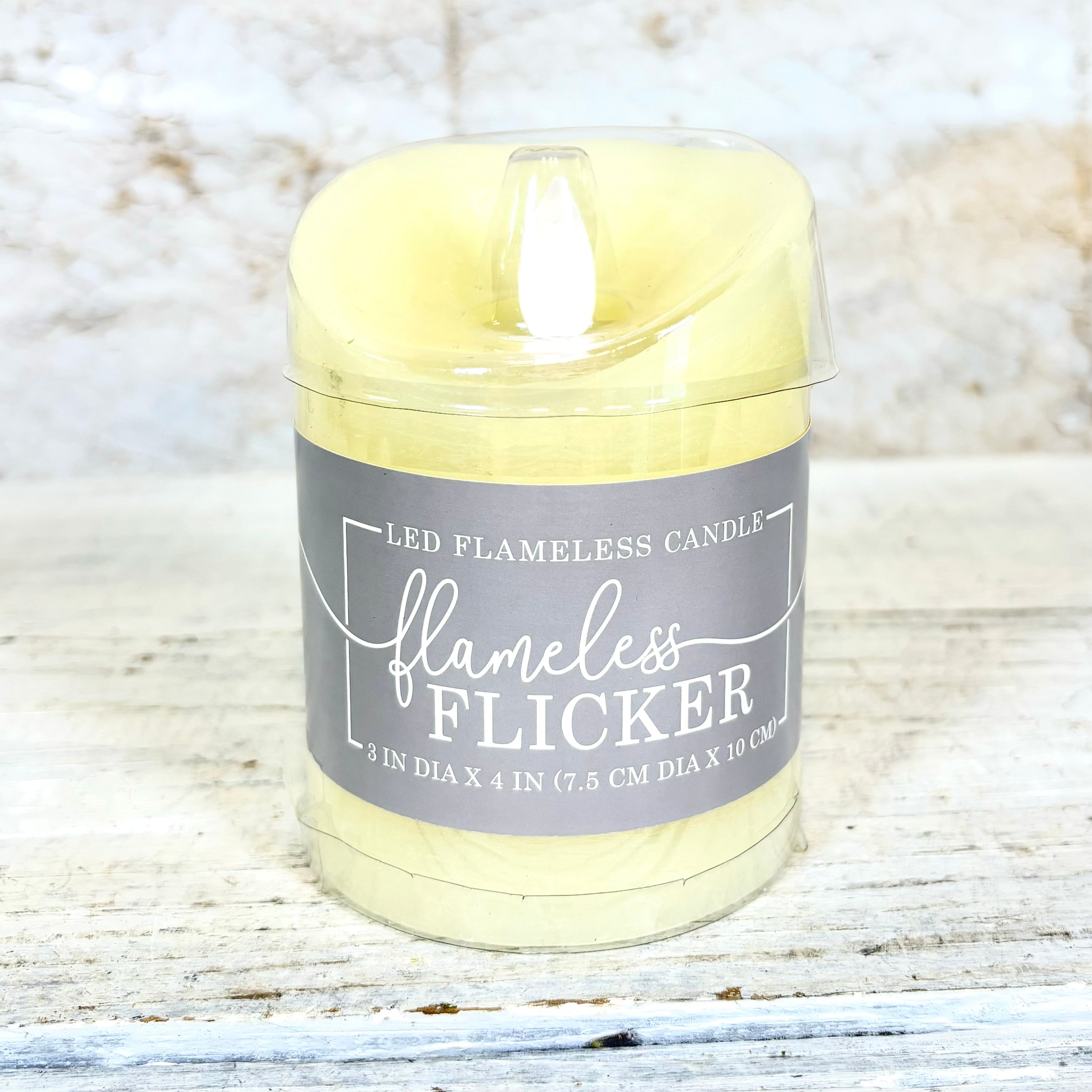 Flameless Flickering Candle with Timer Ivory Short