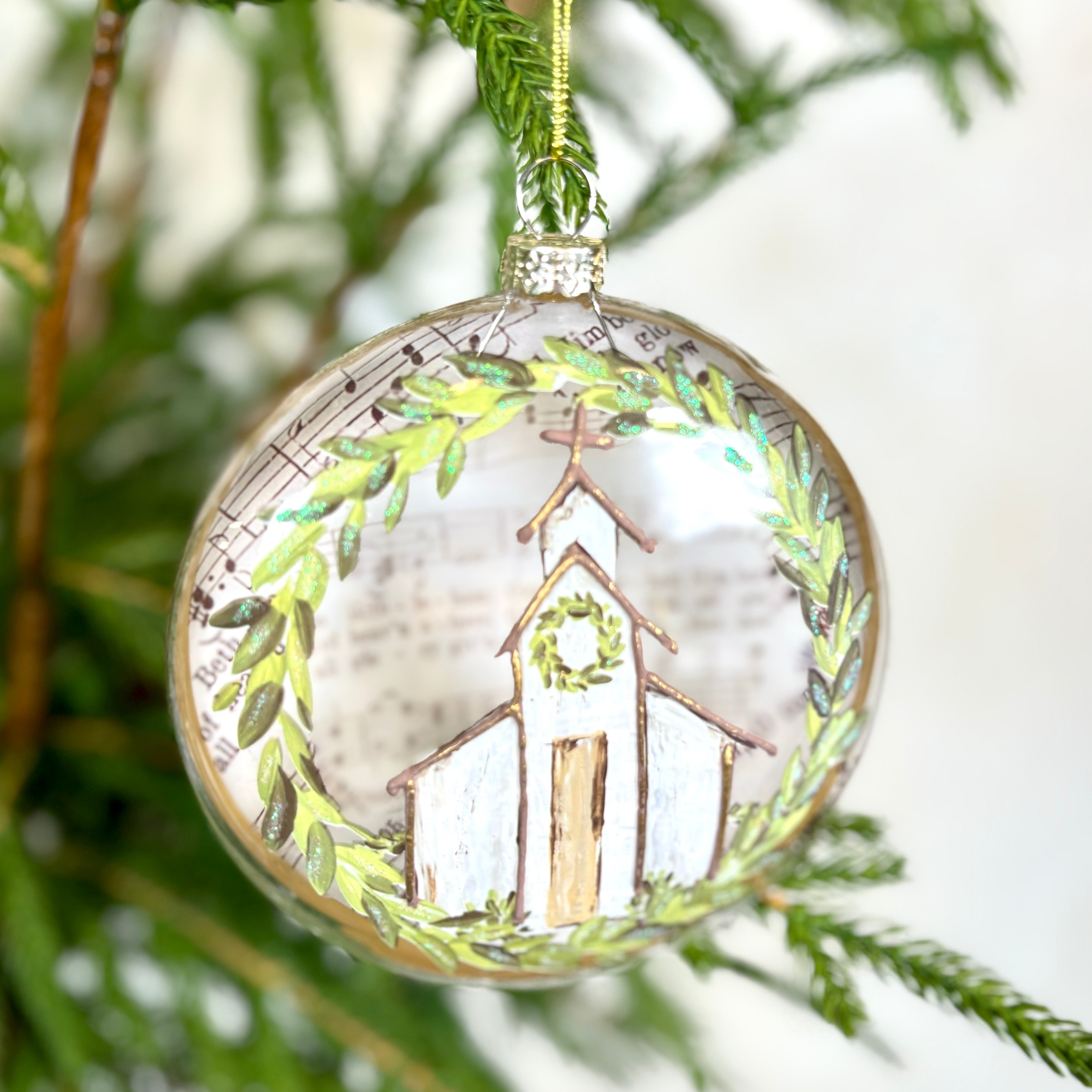 Music Sheet Church Glass Disc Ornament