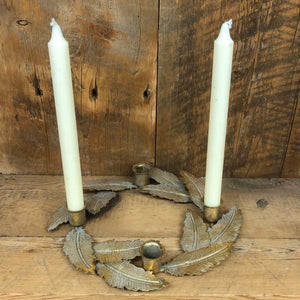 Gold Metal Feathers Candle Ring