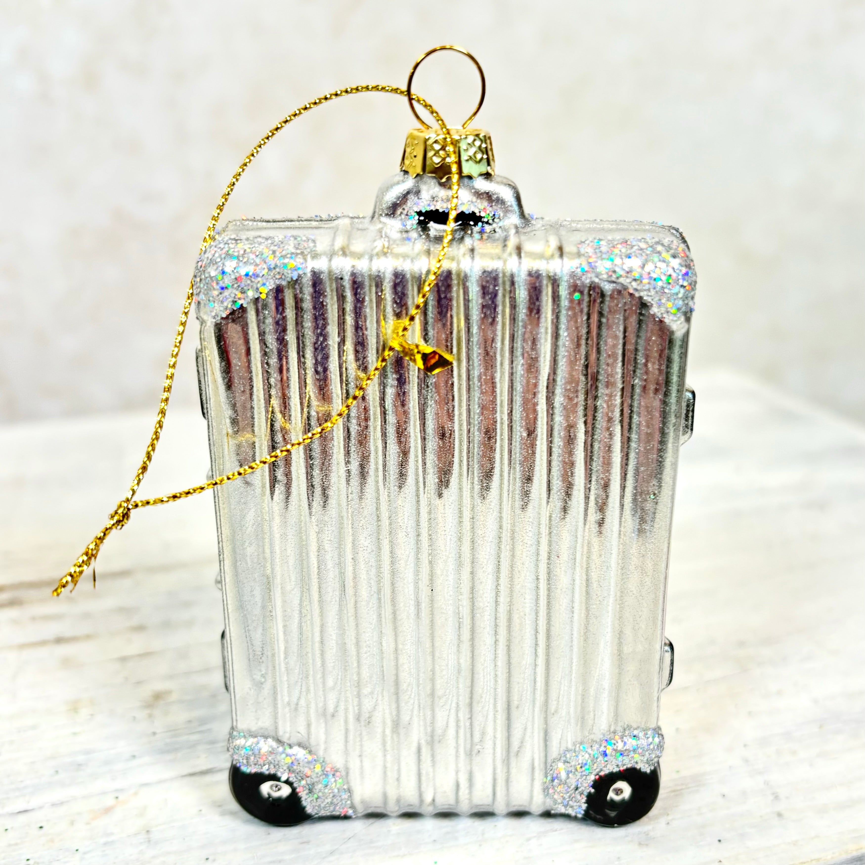 Jetsetter Suitcase Glass Ornament