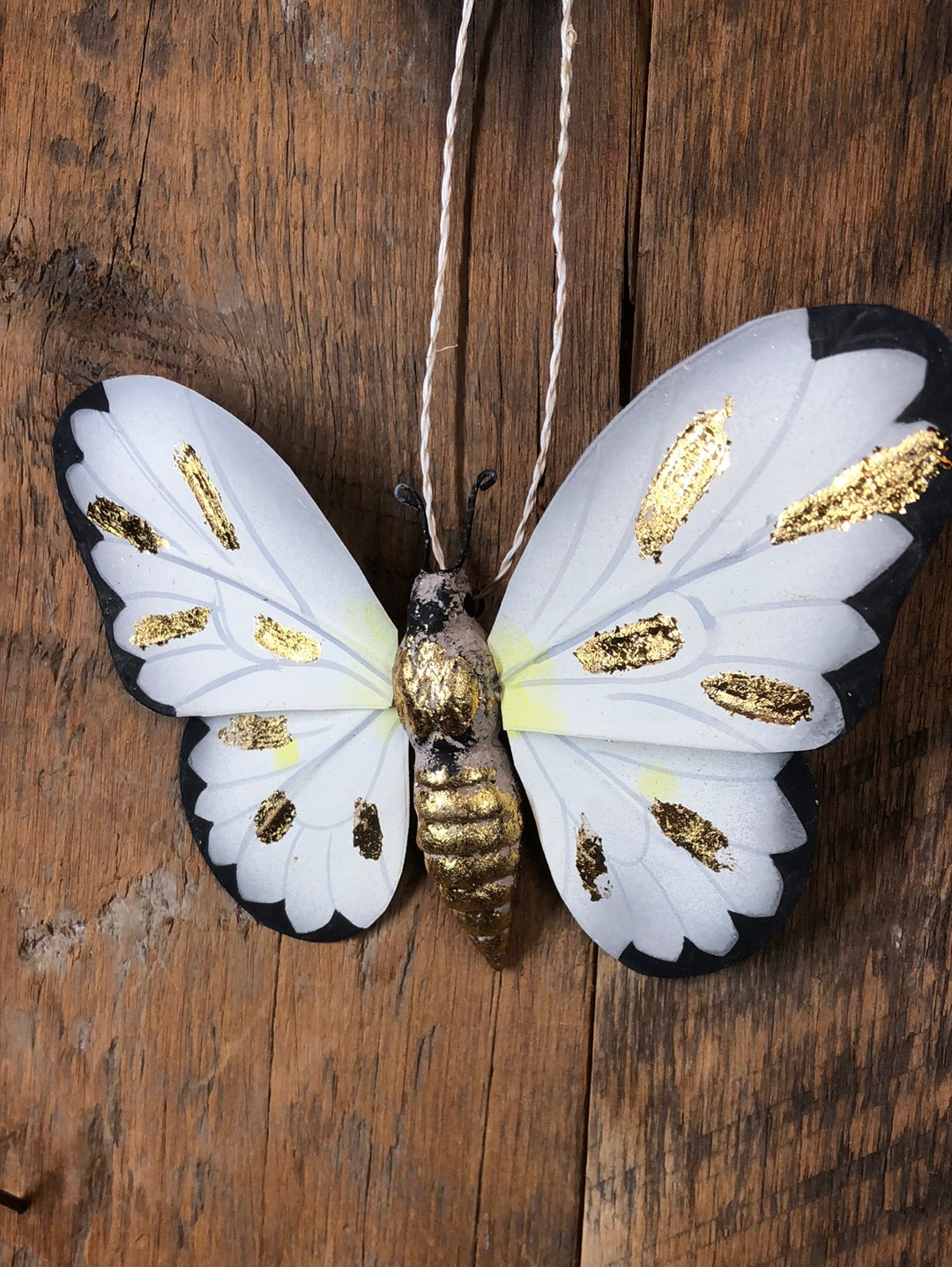 Moth with Gold Markings Paper Mache Ornament
