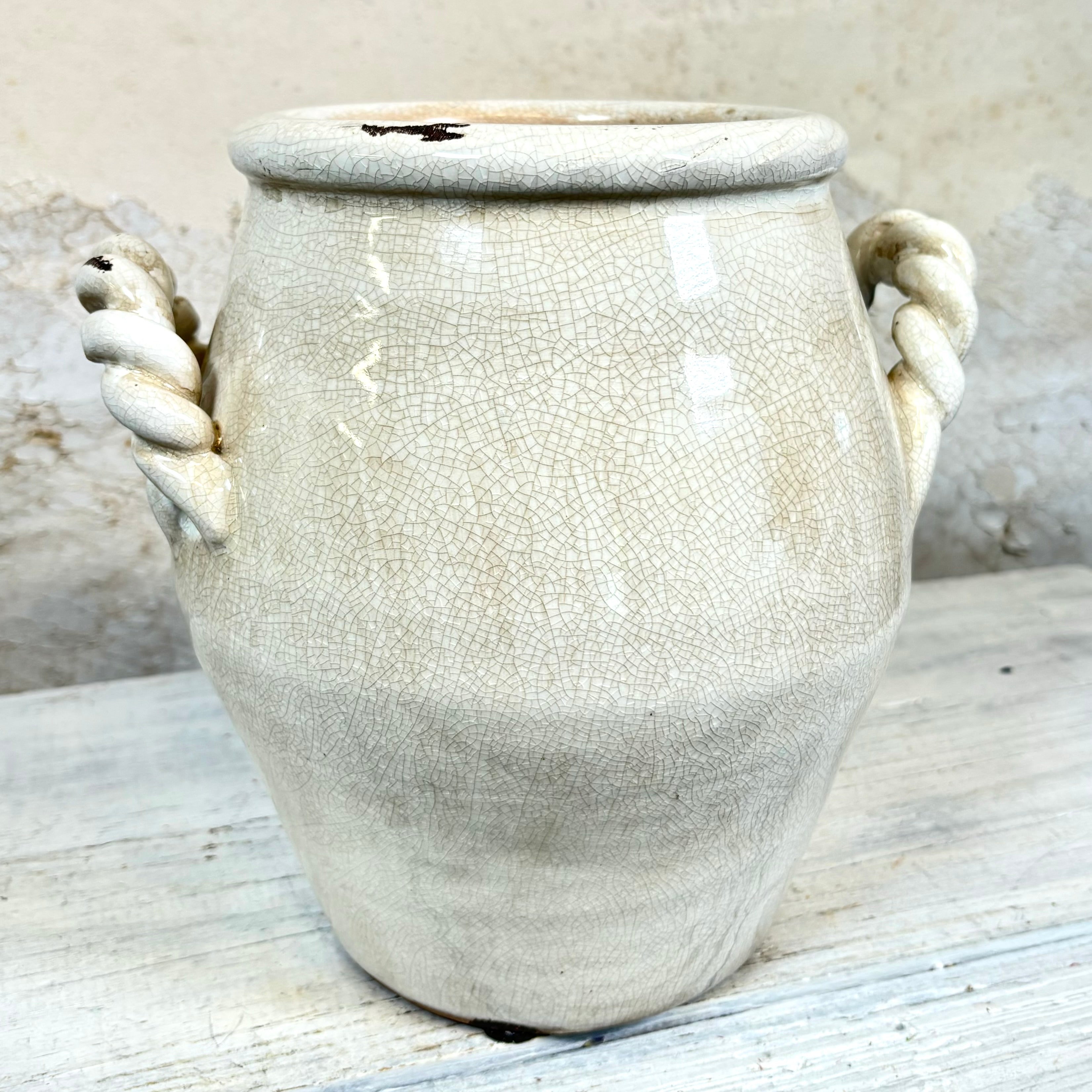 Stoneware Potbelly White Vase Glazed White