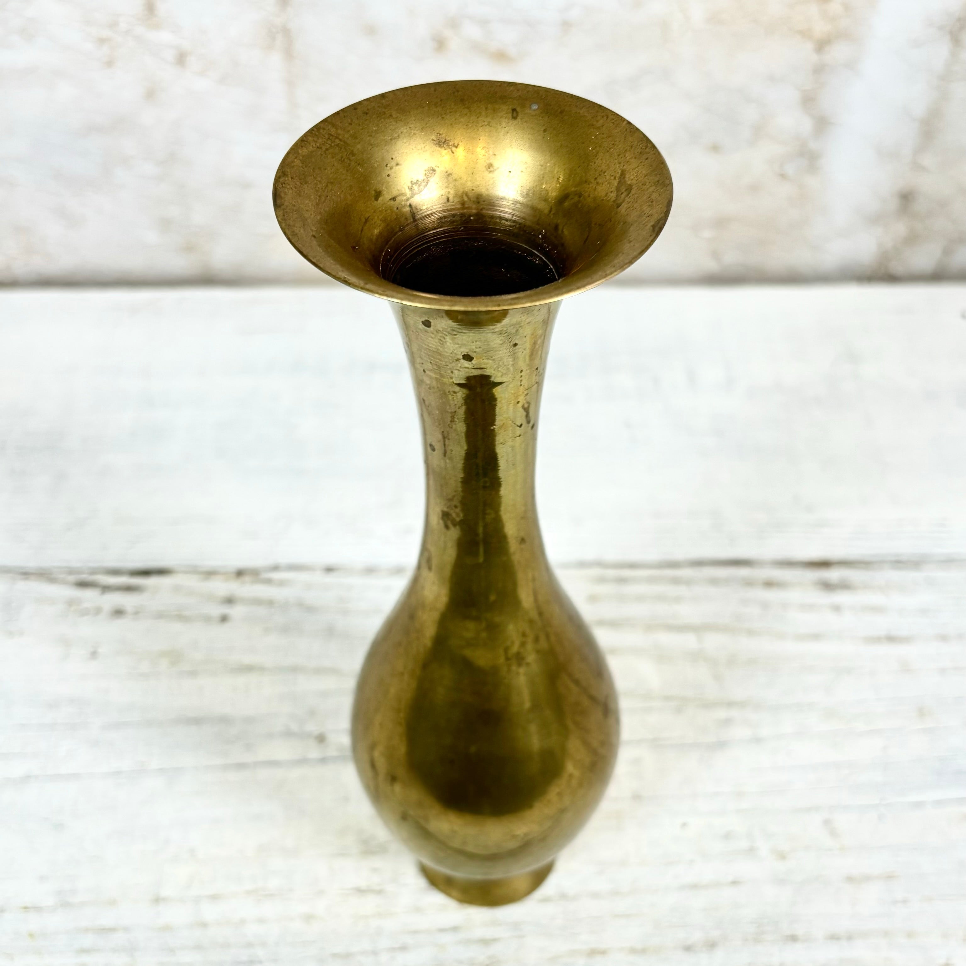 Antique Small Brass Vase with Patina